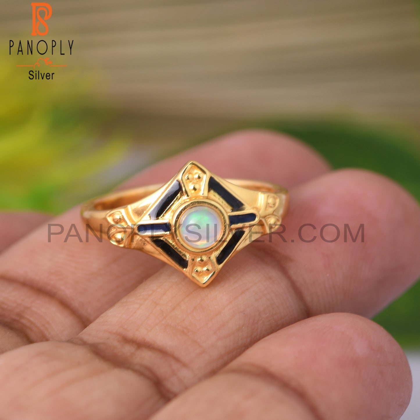 Ethiopian Opal Round 925 Sterling Silver Ring