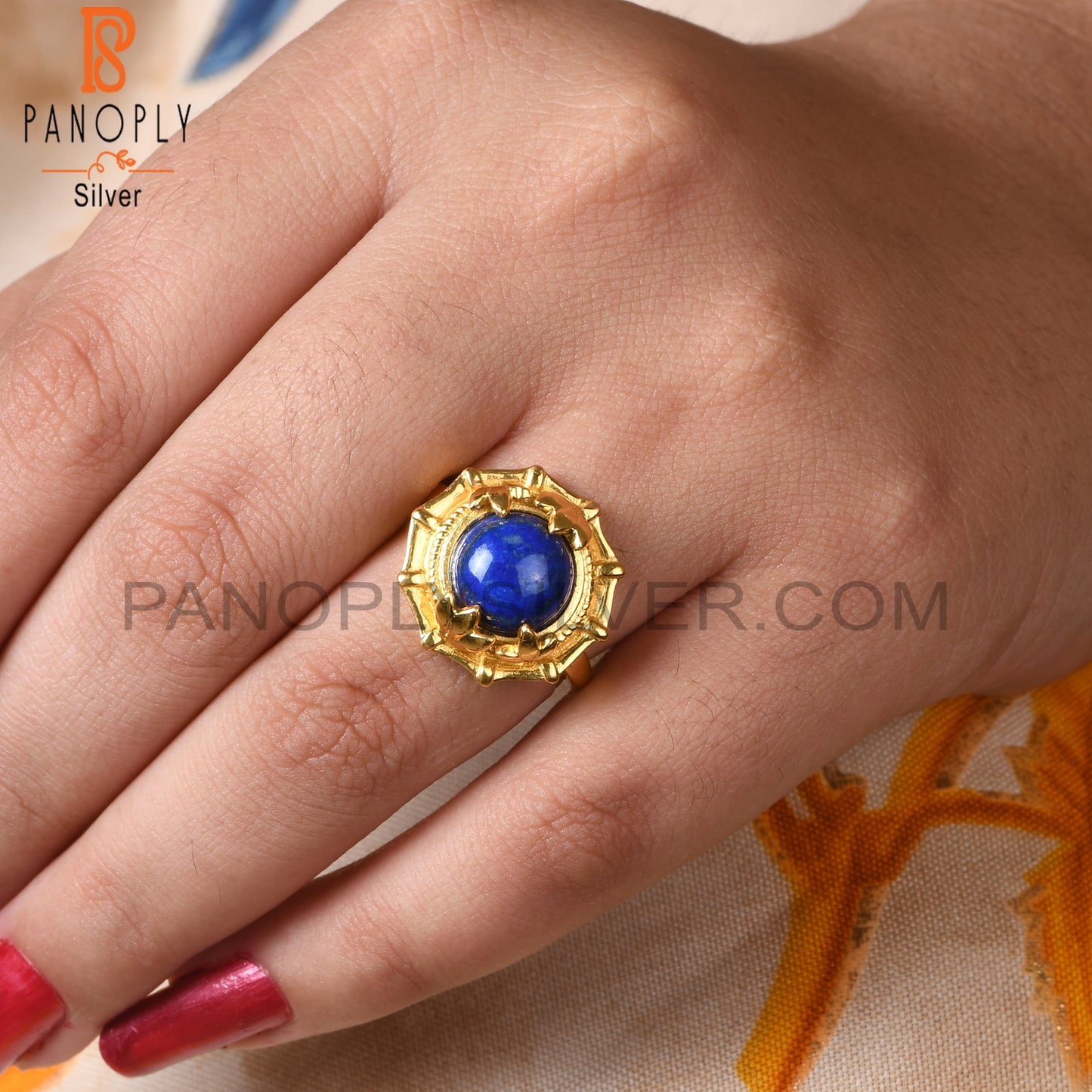 Lapis Lazuli Round 925 Sterling Silver Ring