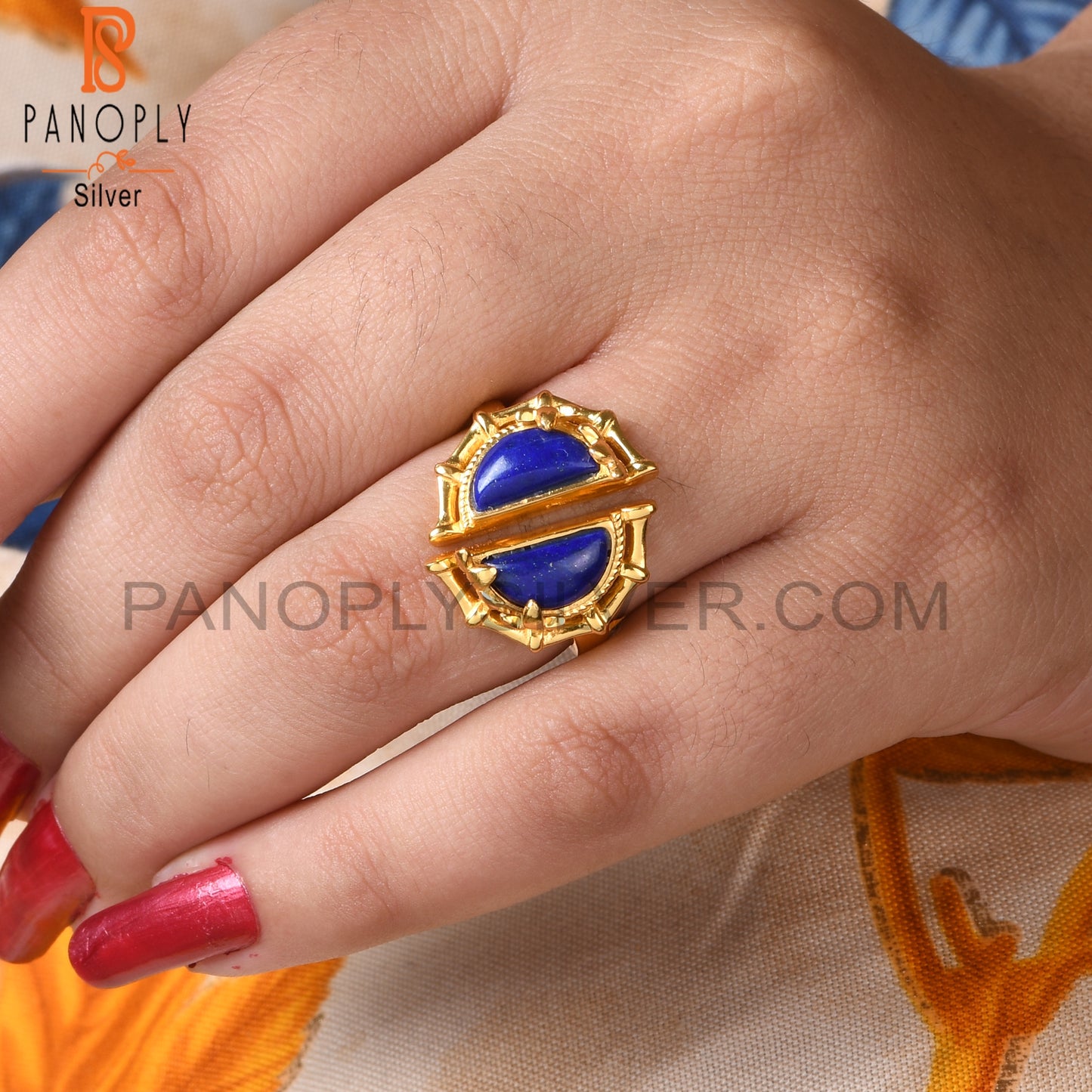 Lapis D Shape 925 Sterling Silver Ring