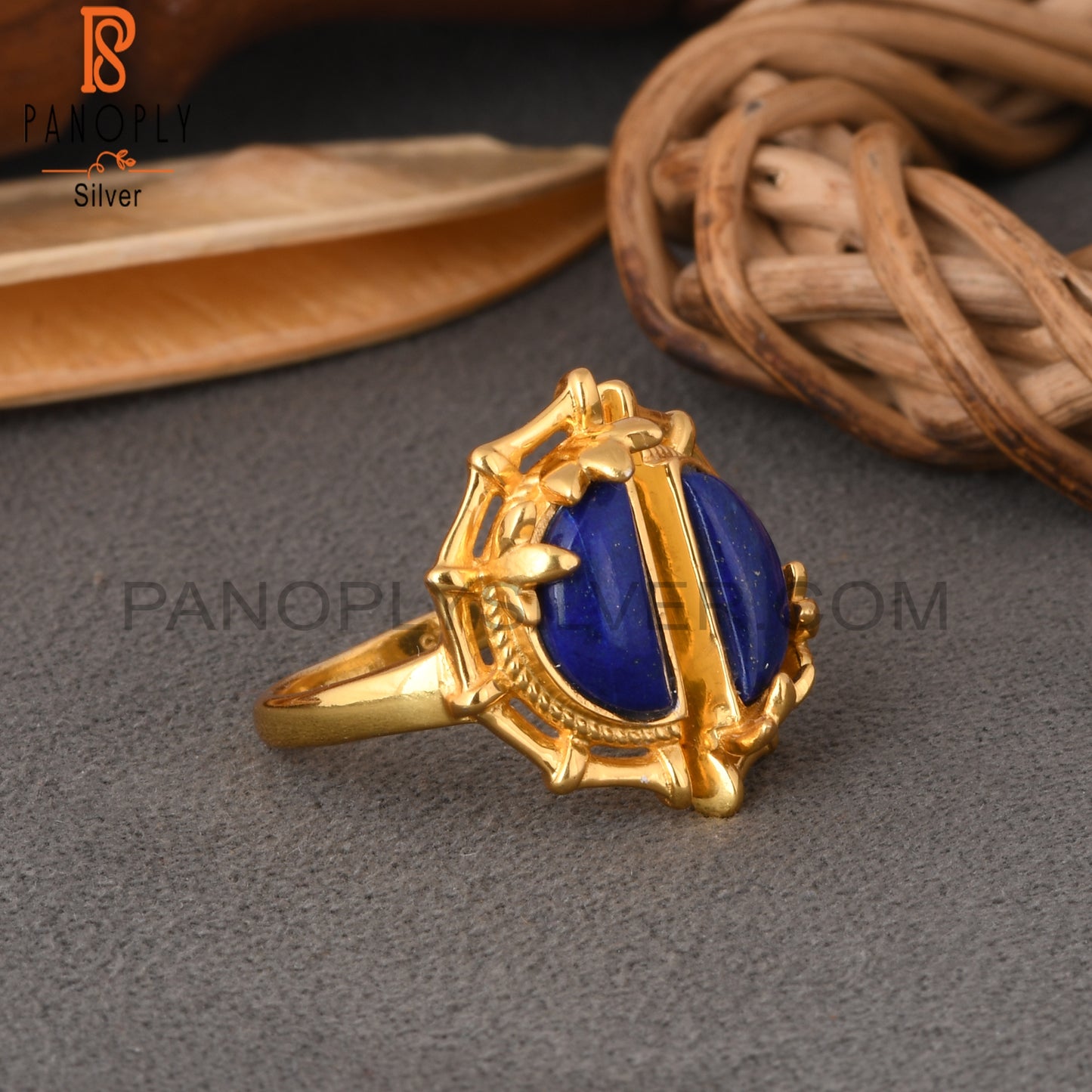 Lapis D Shape 925 Sterling Silver Ring