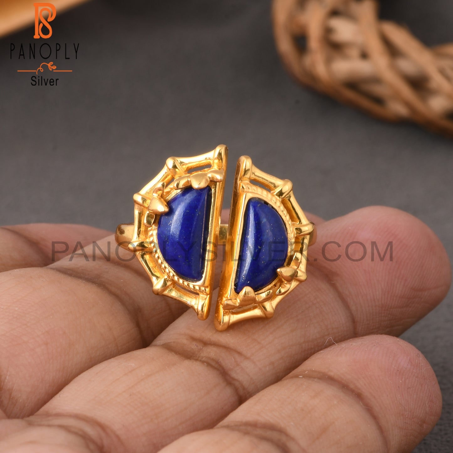 Lapis D Shape 925 Sterling Silver Ring