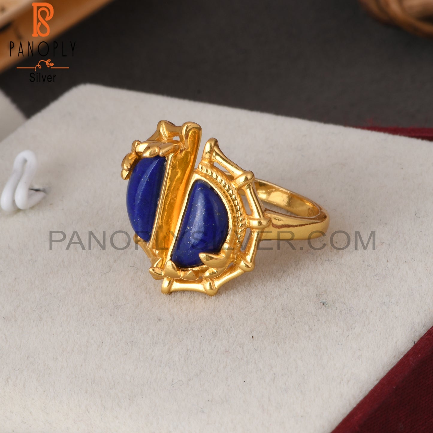 Lapis D Shape 925 Sterling Silver Ring
