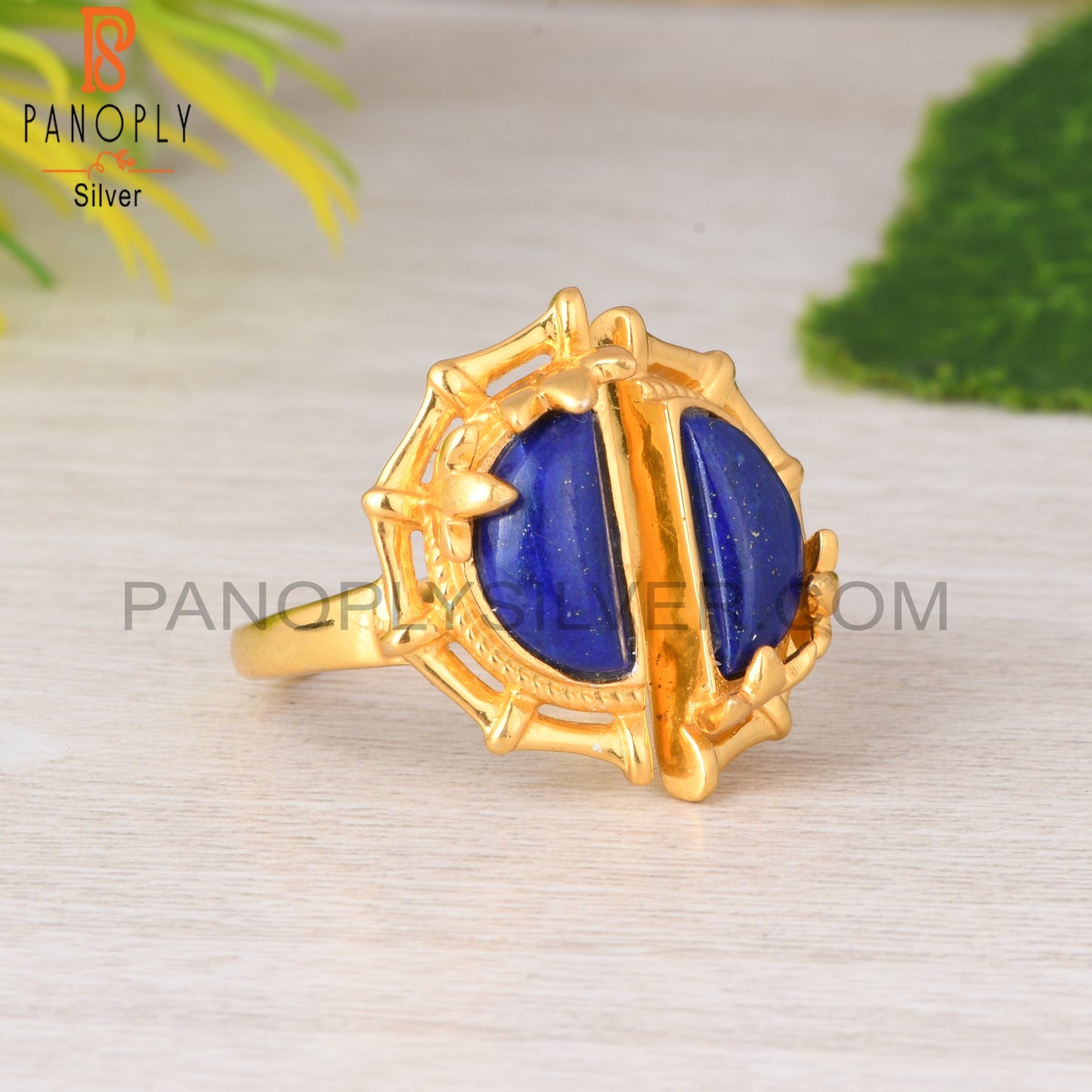 Lapis D Shape 925 Sterling Silver Ring