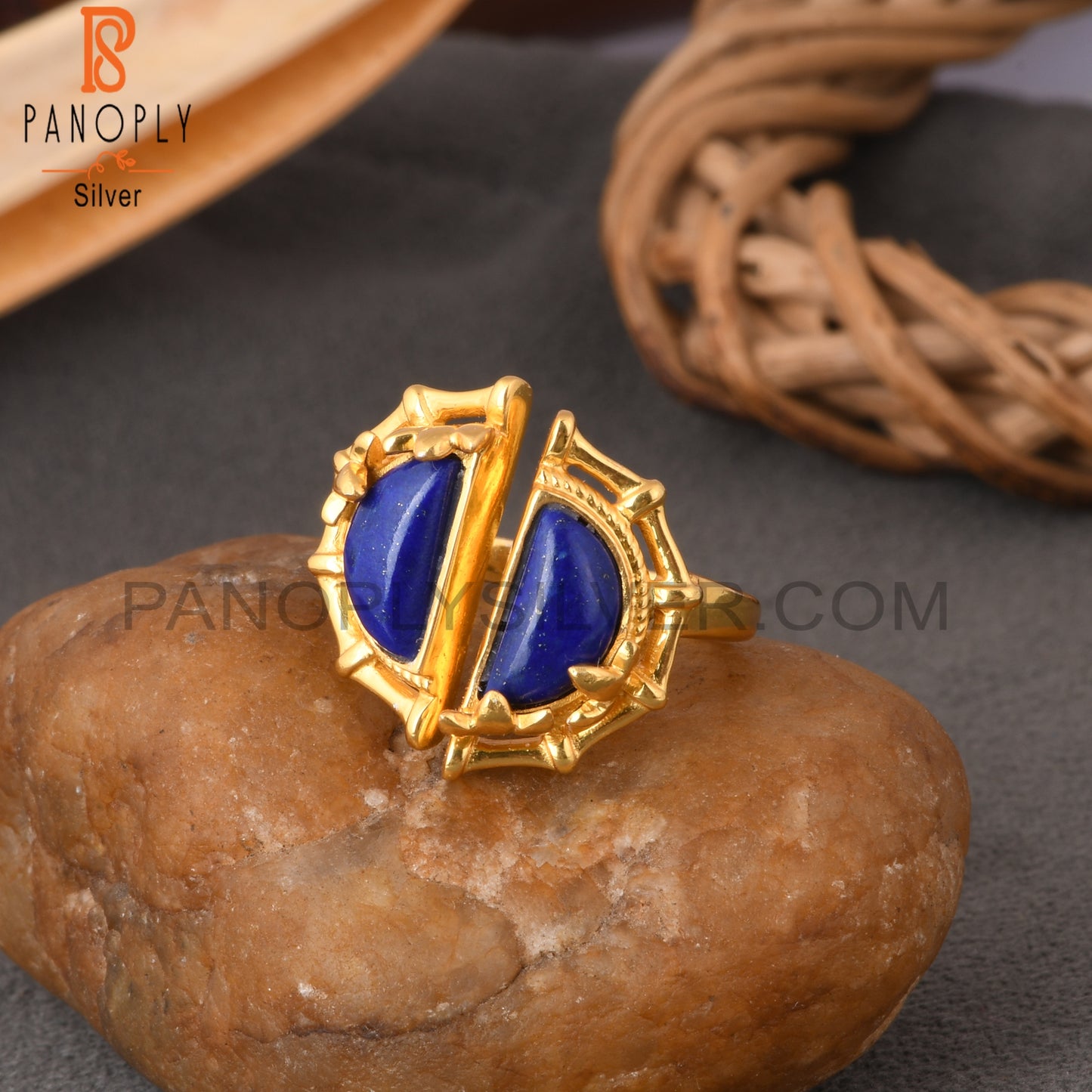 Lapis D Shape 925 Sterling Silver Ring