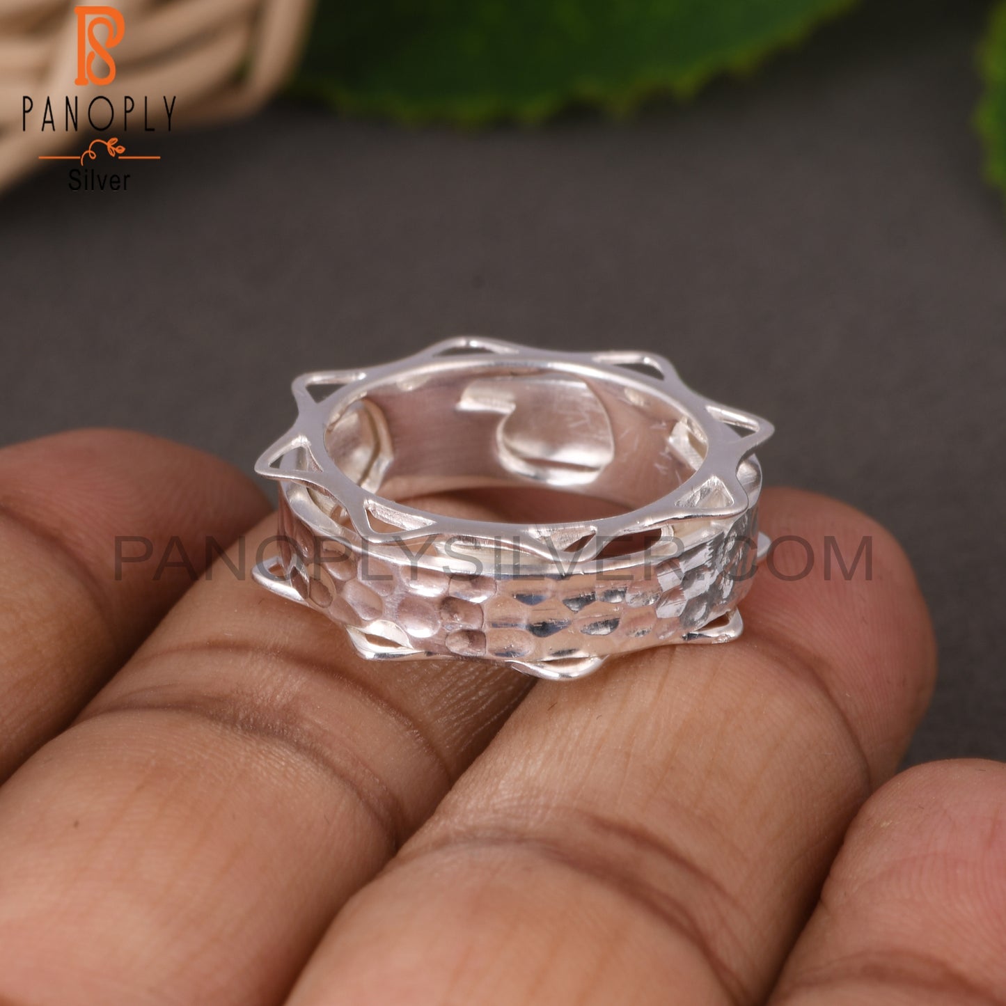 Spinner Texture 925 Sterling Silver Ring For Women