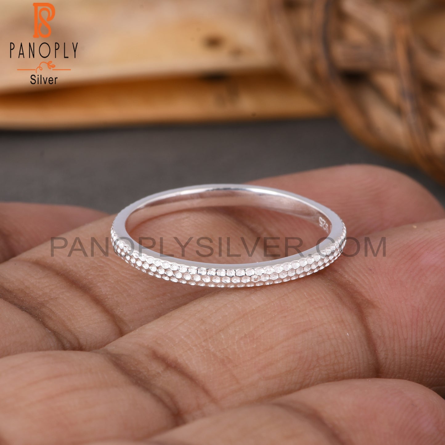 Texture 925 Sterling Silver Band Ring
