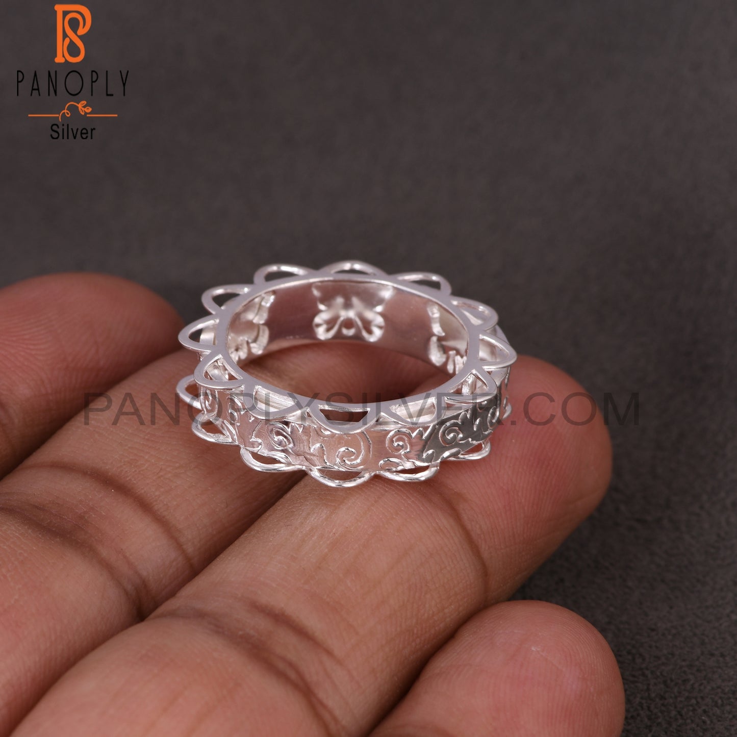 Handmade Texture 925 Sterling Silver Spinner Ring
