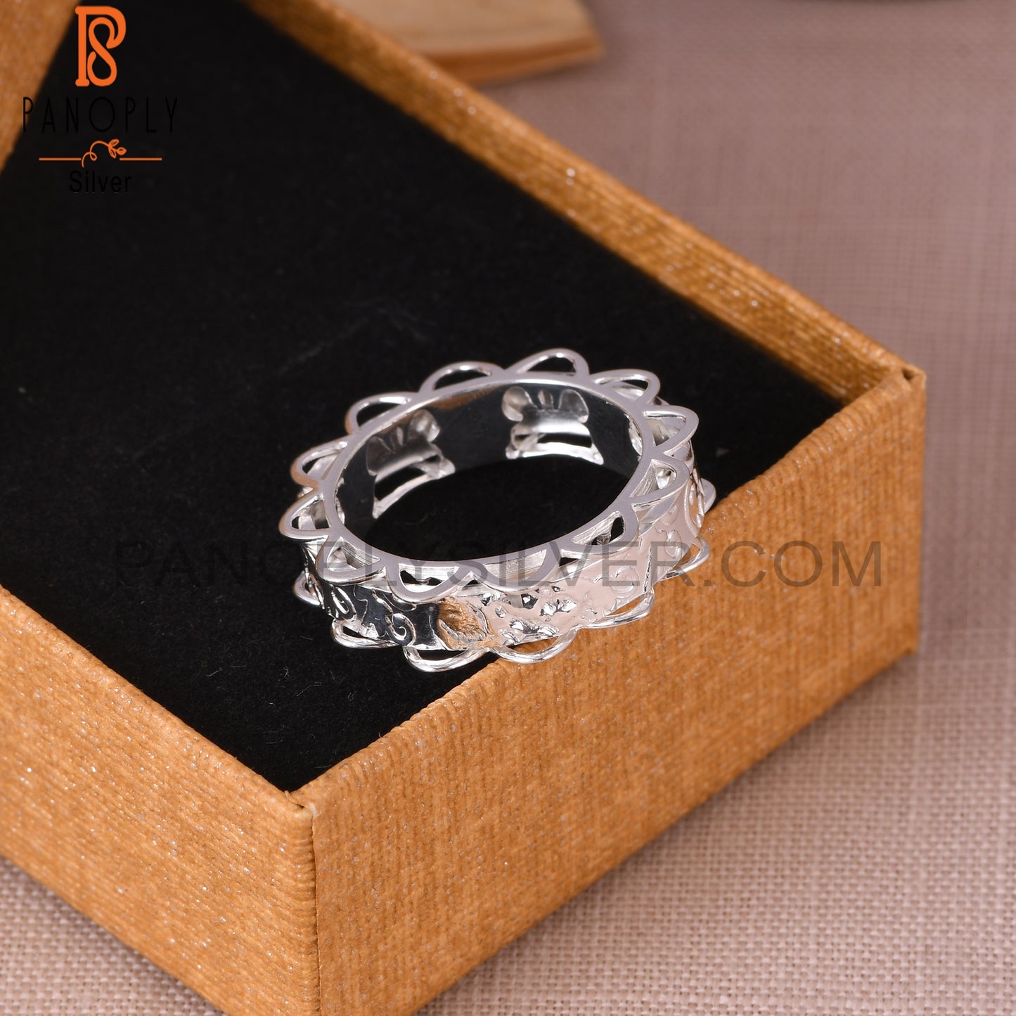 Handmade Texture 925 Sterling Silver Spinner Ring