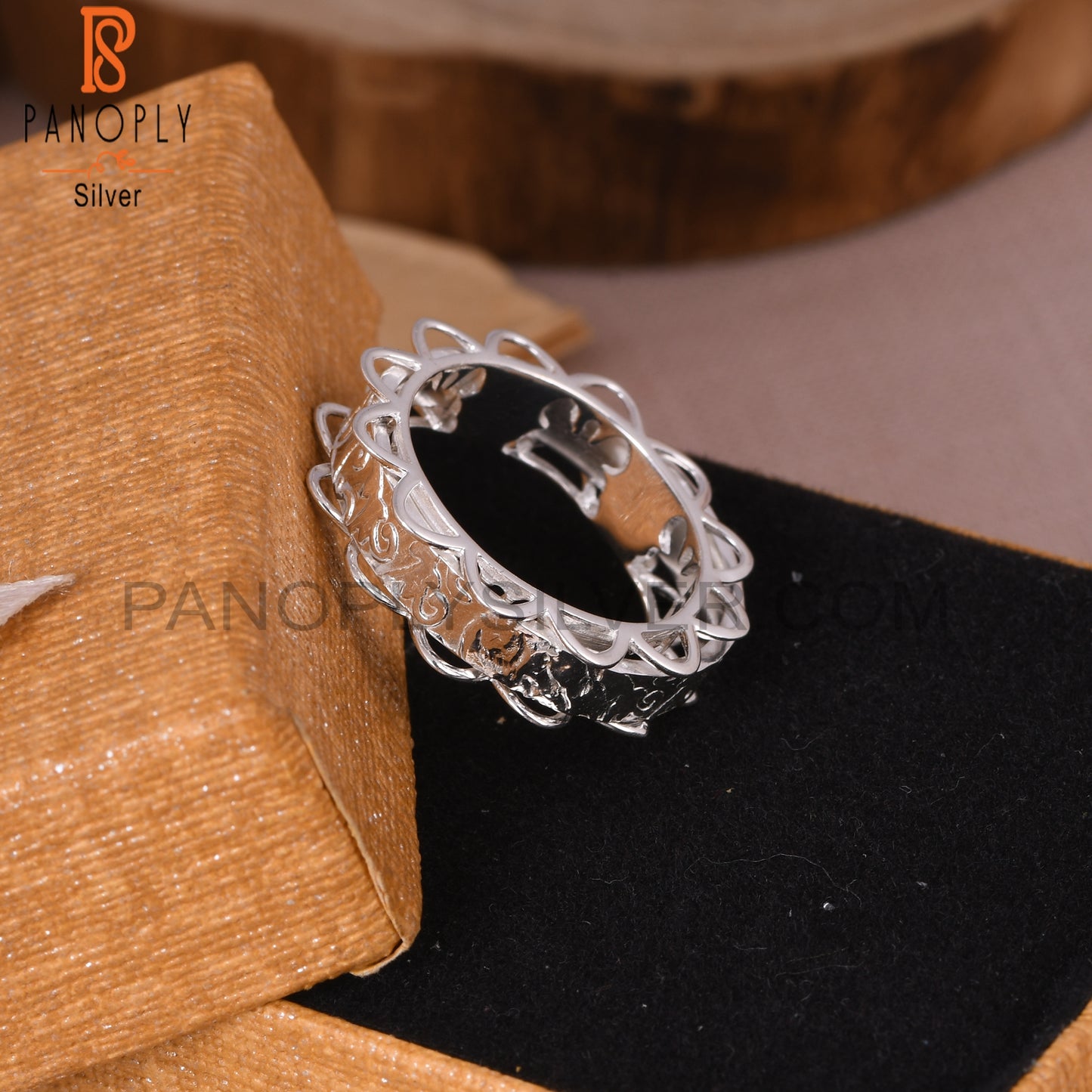 Handmade Texture 925 Sterling Silver Spinner Ring