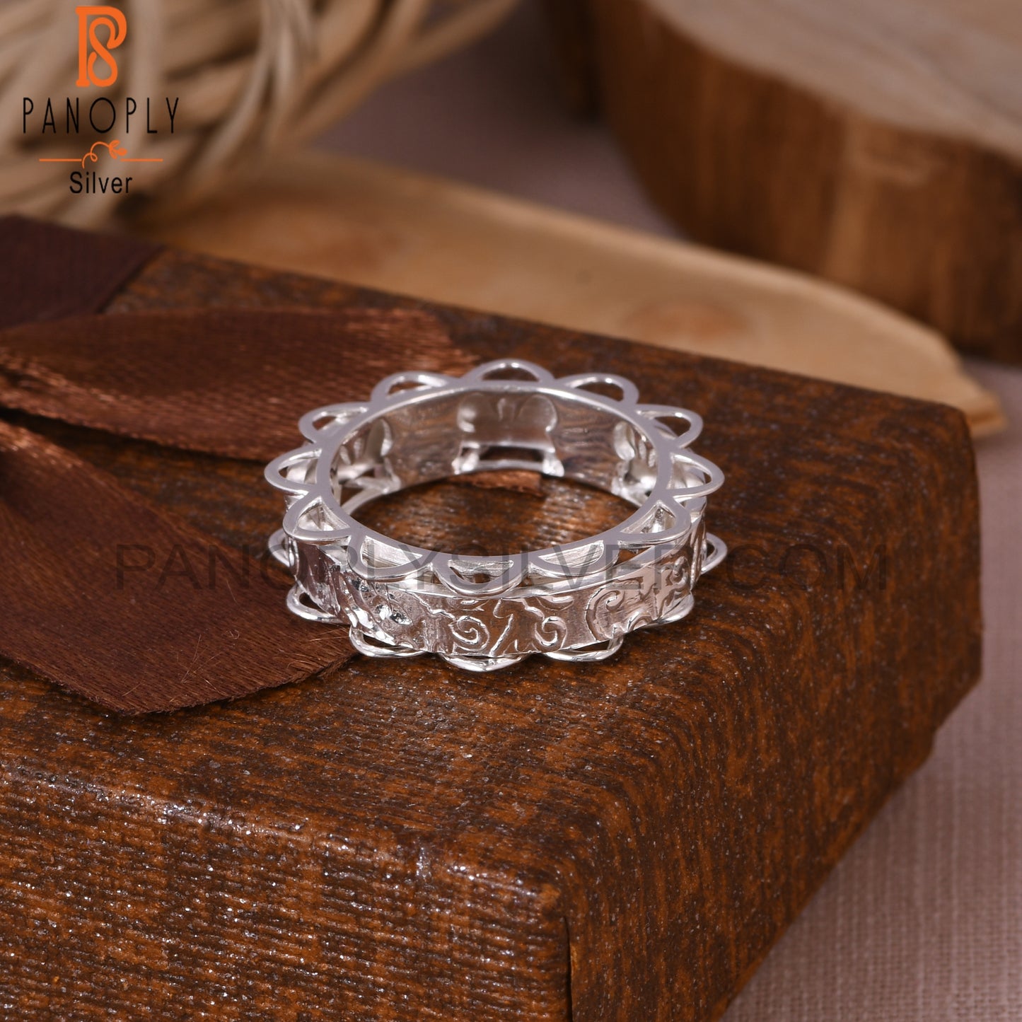 Handmade Texture 925 Sterling Silver Spinner Ring