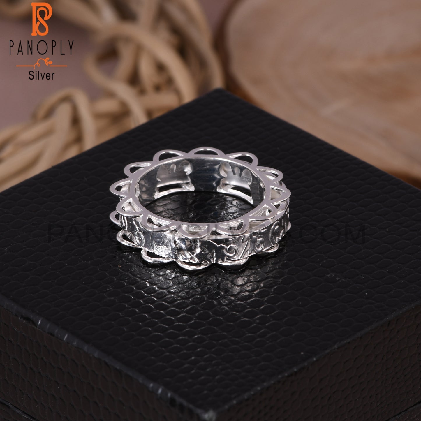 Handmade Texture 925 Sterling Silver Spinner Ring