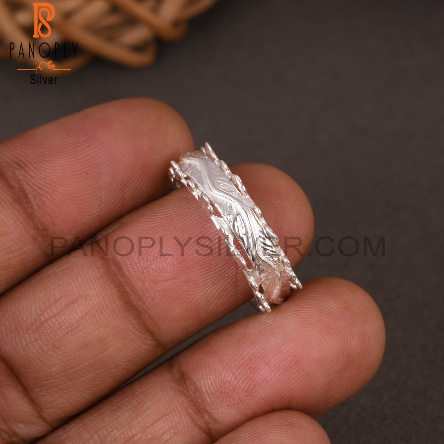 Engraved Ridges 925 Sterling Silver Ring