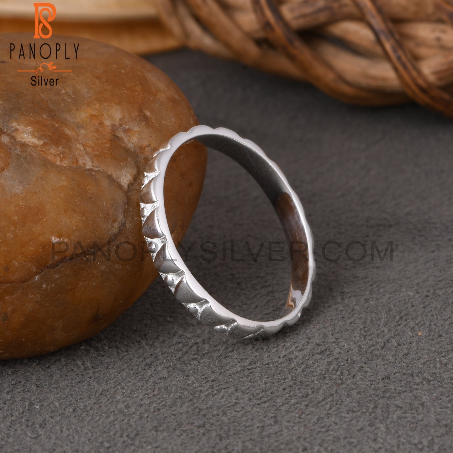 Pattern 925 Sterling Silver Ring Band