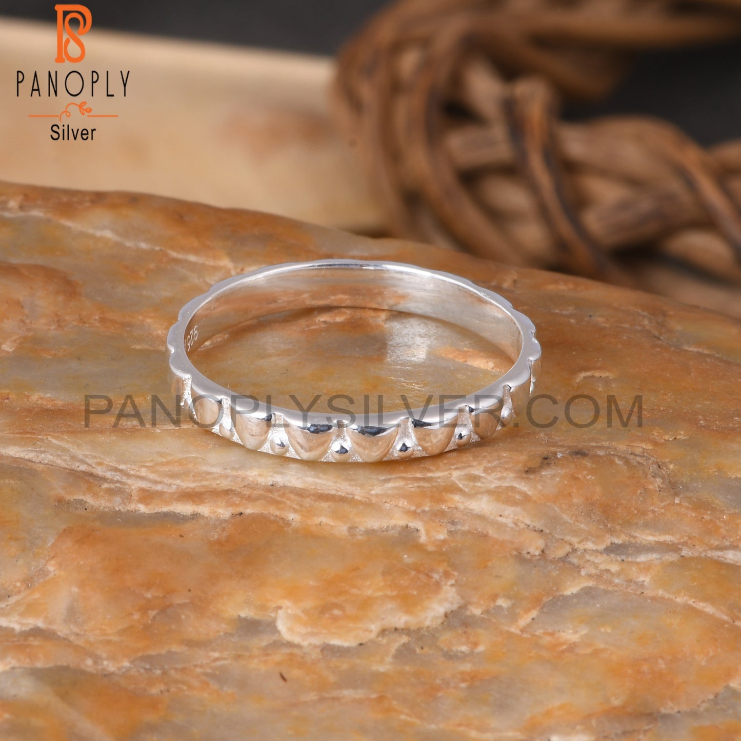 Pattern 925 Sterling Silver Ring Band
