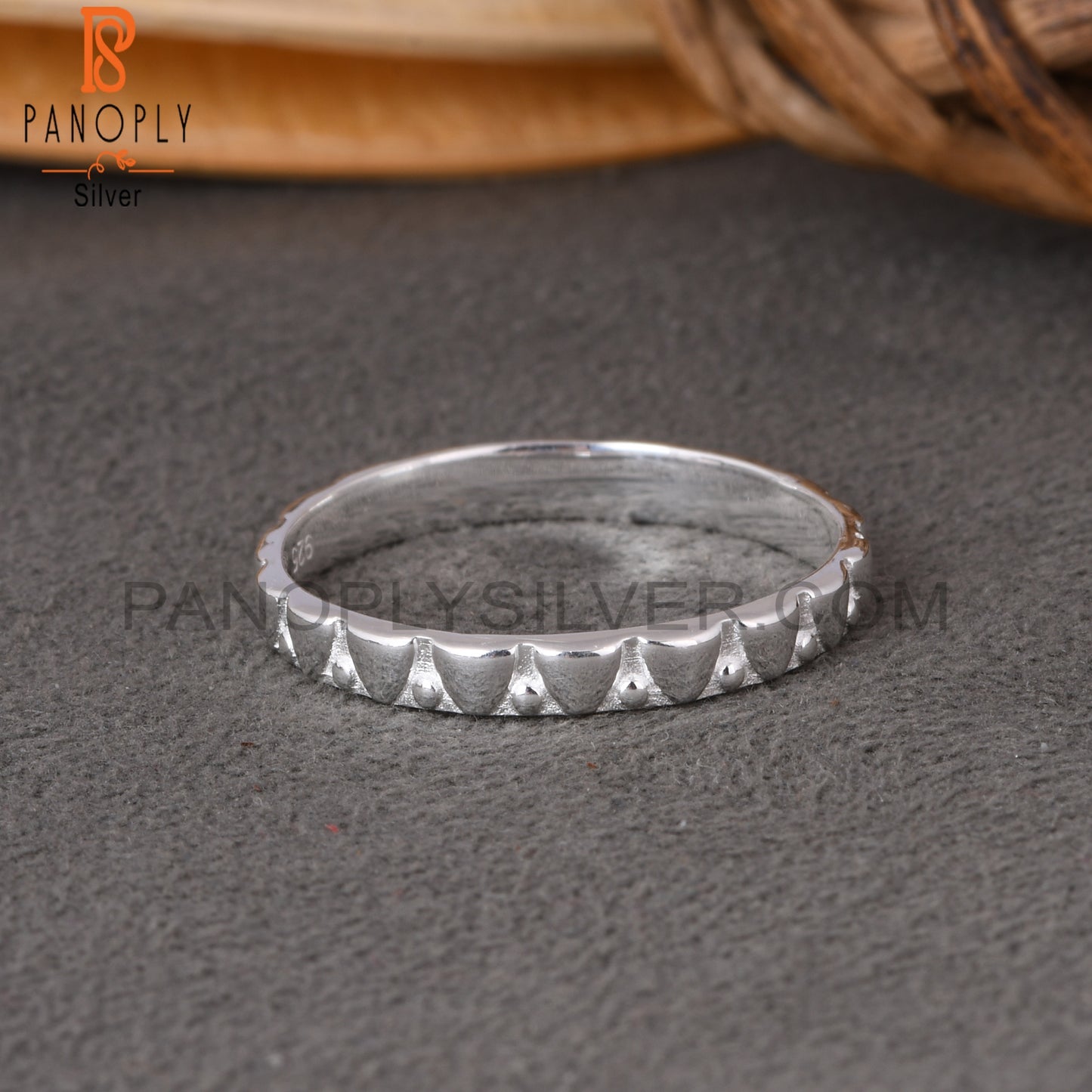 Pattern 925 Sterling Silver Ring Band