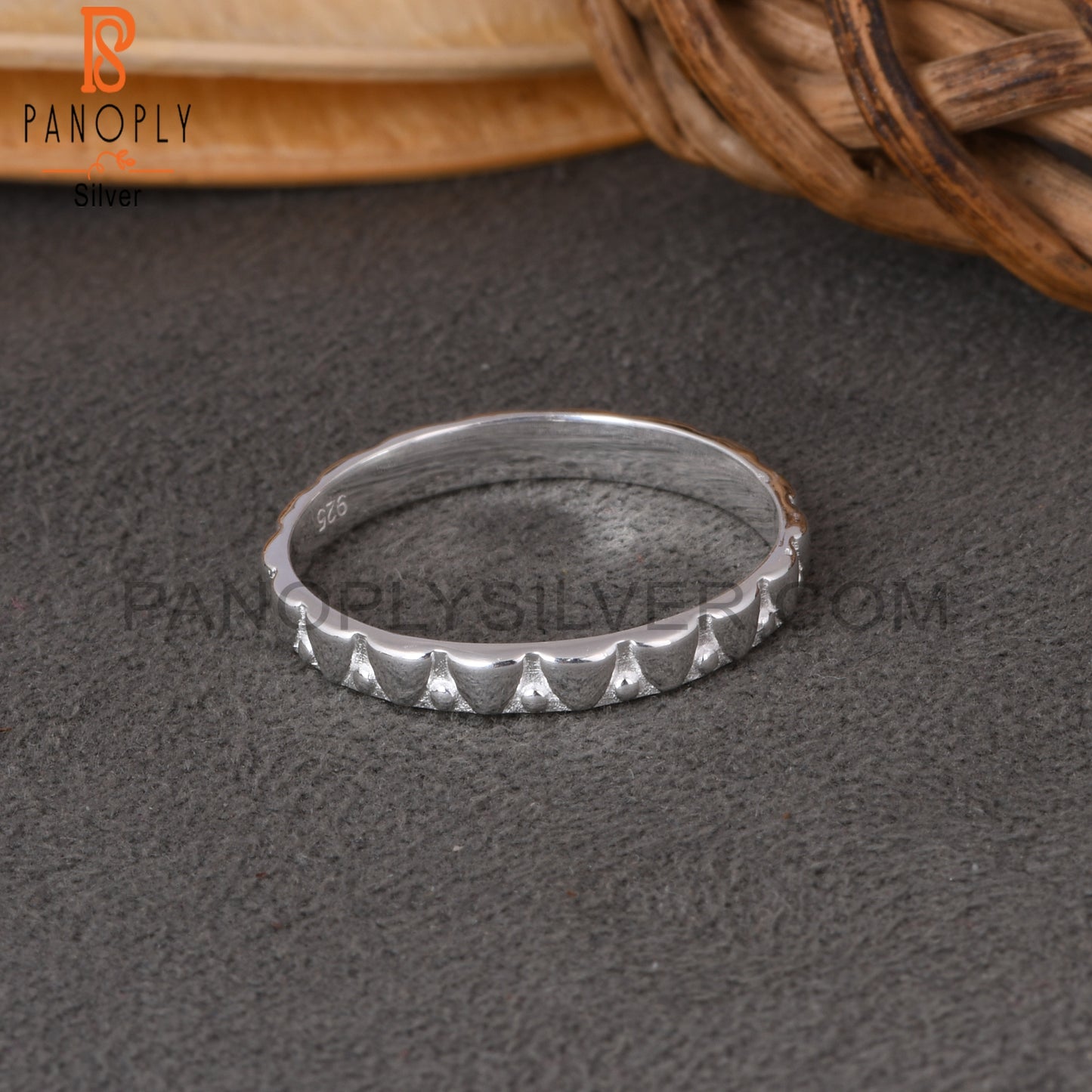 Pattern 925 Sterling Silver Ring Band