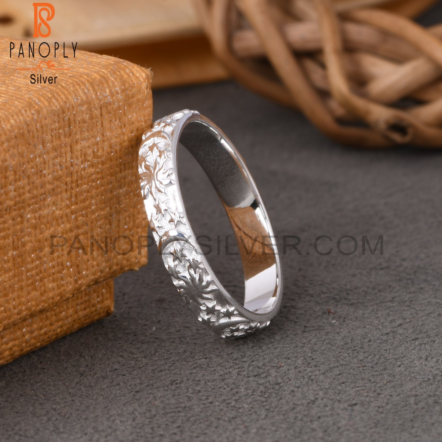 Moon Star 925 Sterling Silver Stackable Ring