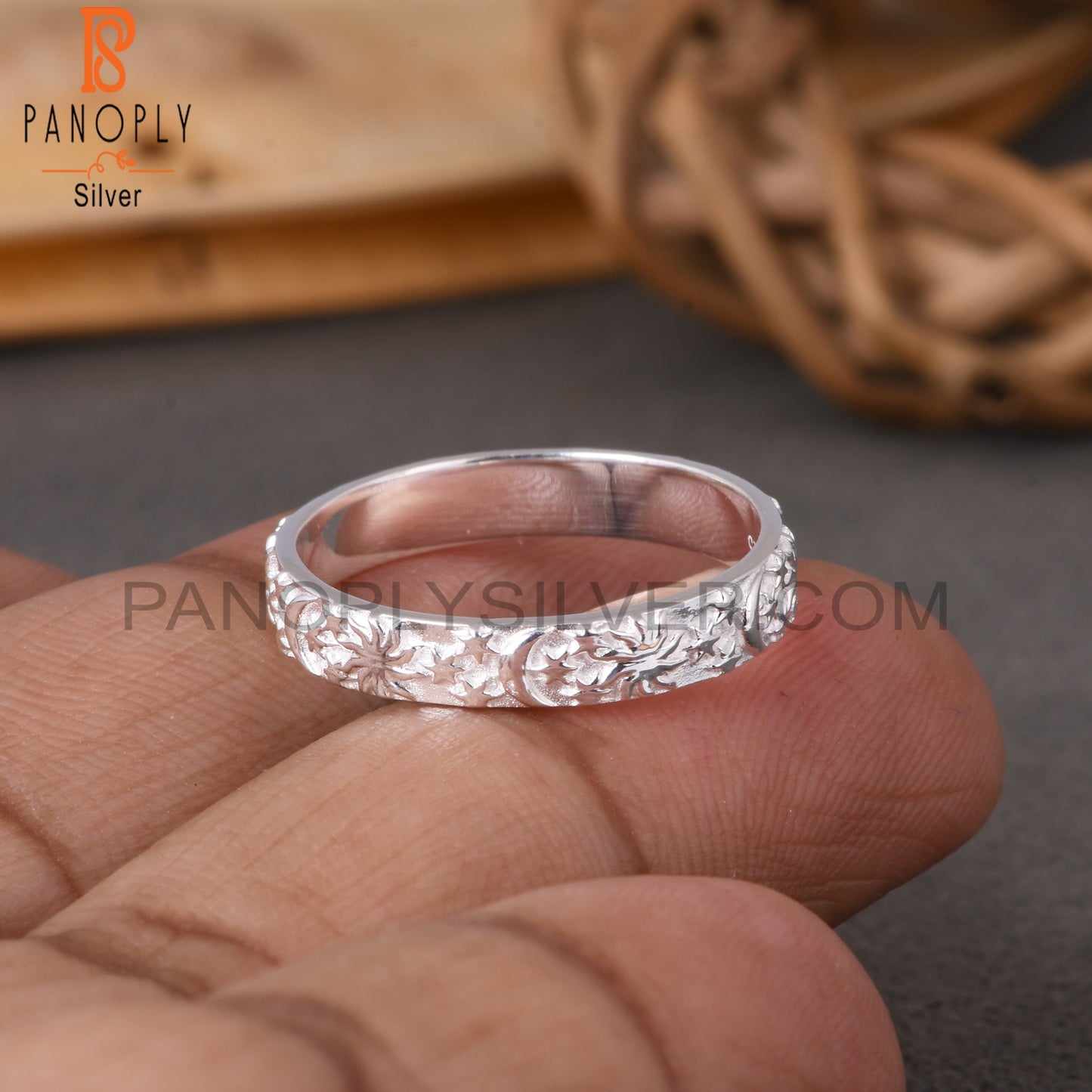 Moon Star 925 Sterling Silver Stackable Ring
