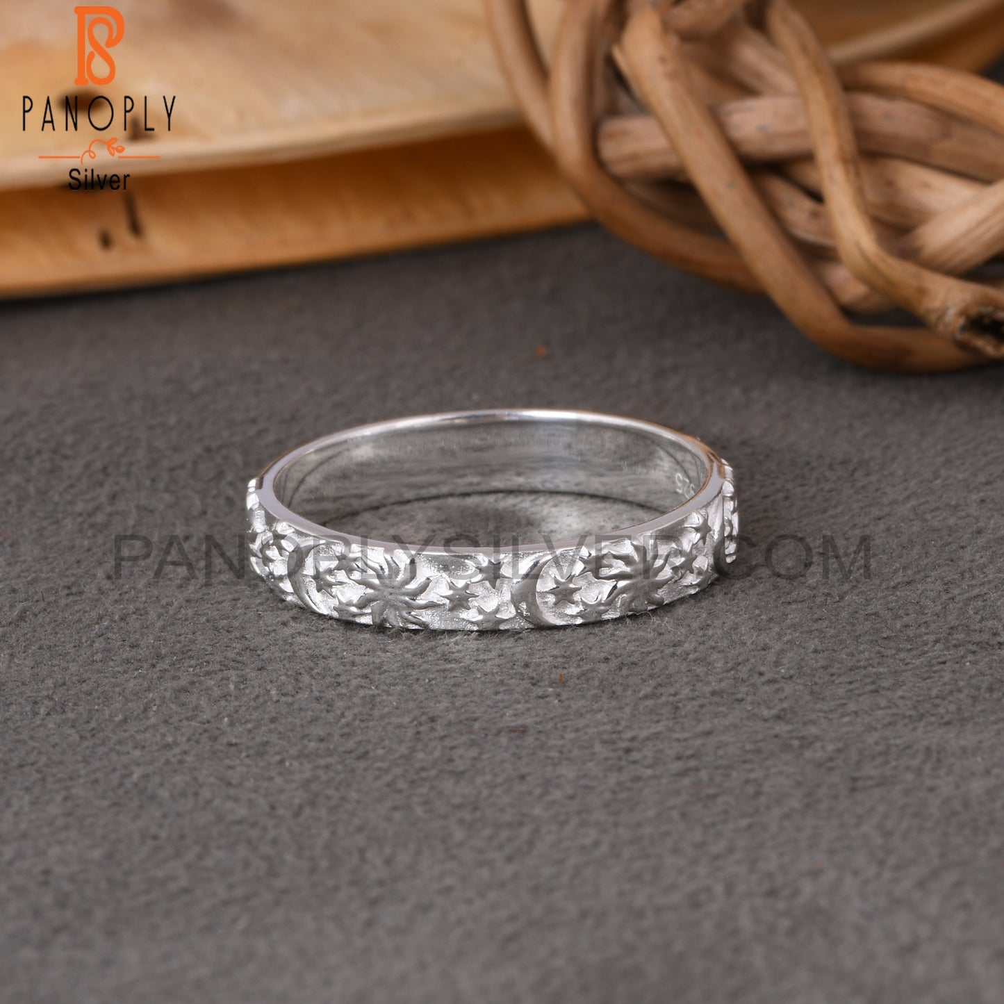 Moon Star 925 Sterling Silver Stackable Ring