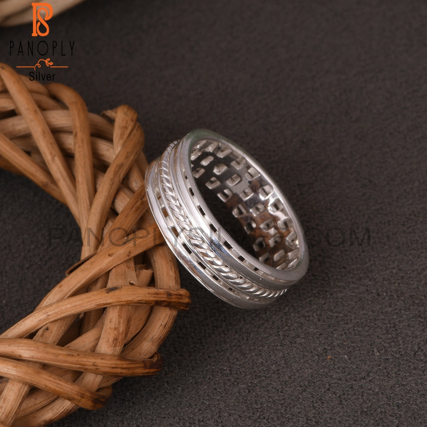 Spinner Texture 925 Sterling Silver Ring For Girls