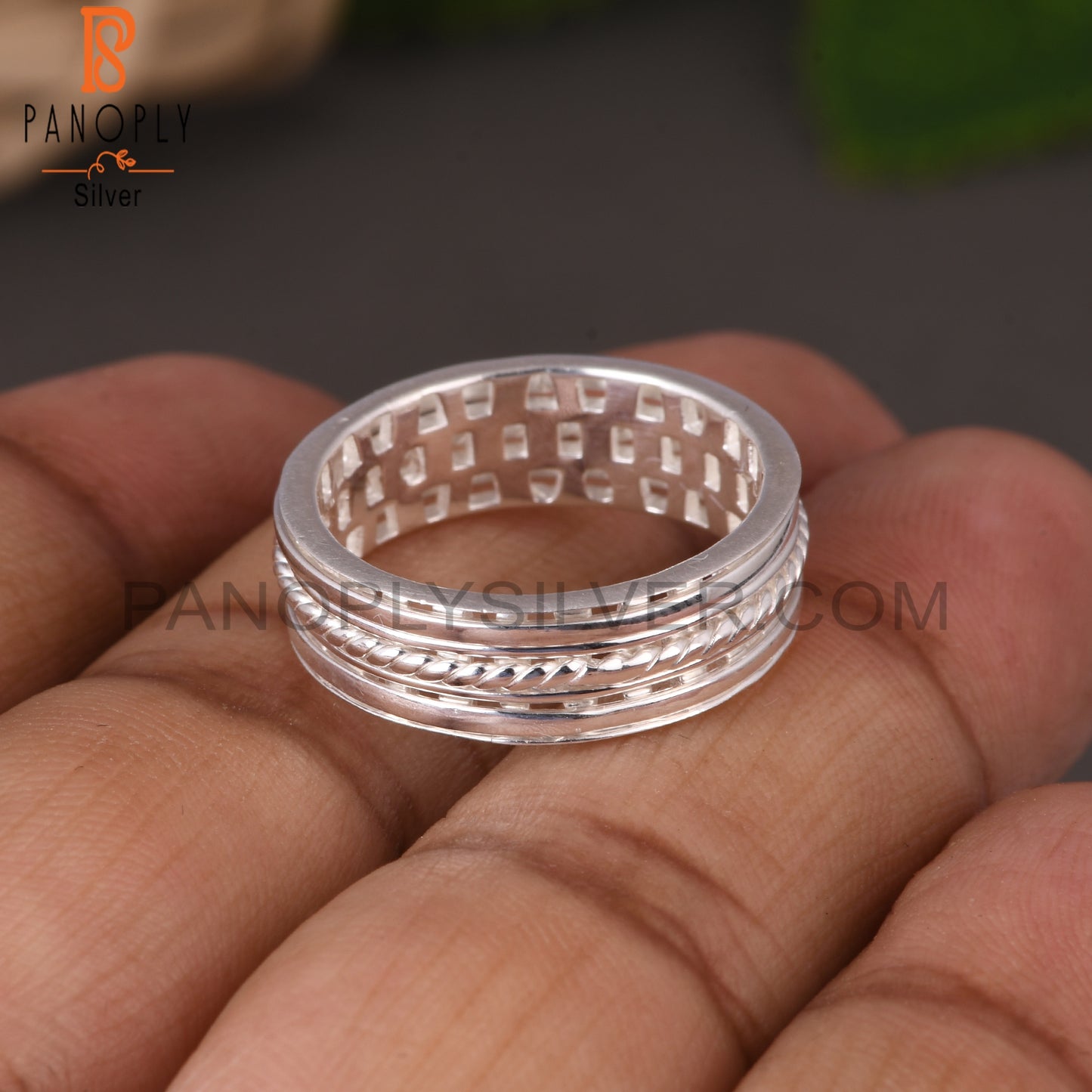 Spinner Texture 925 Sterling Silver Ring For Girls