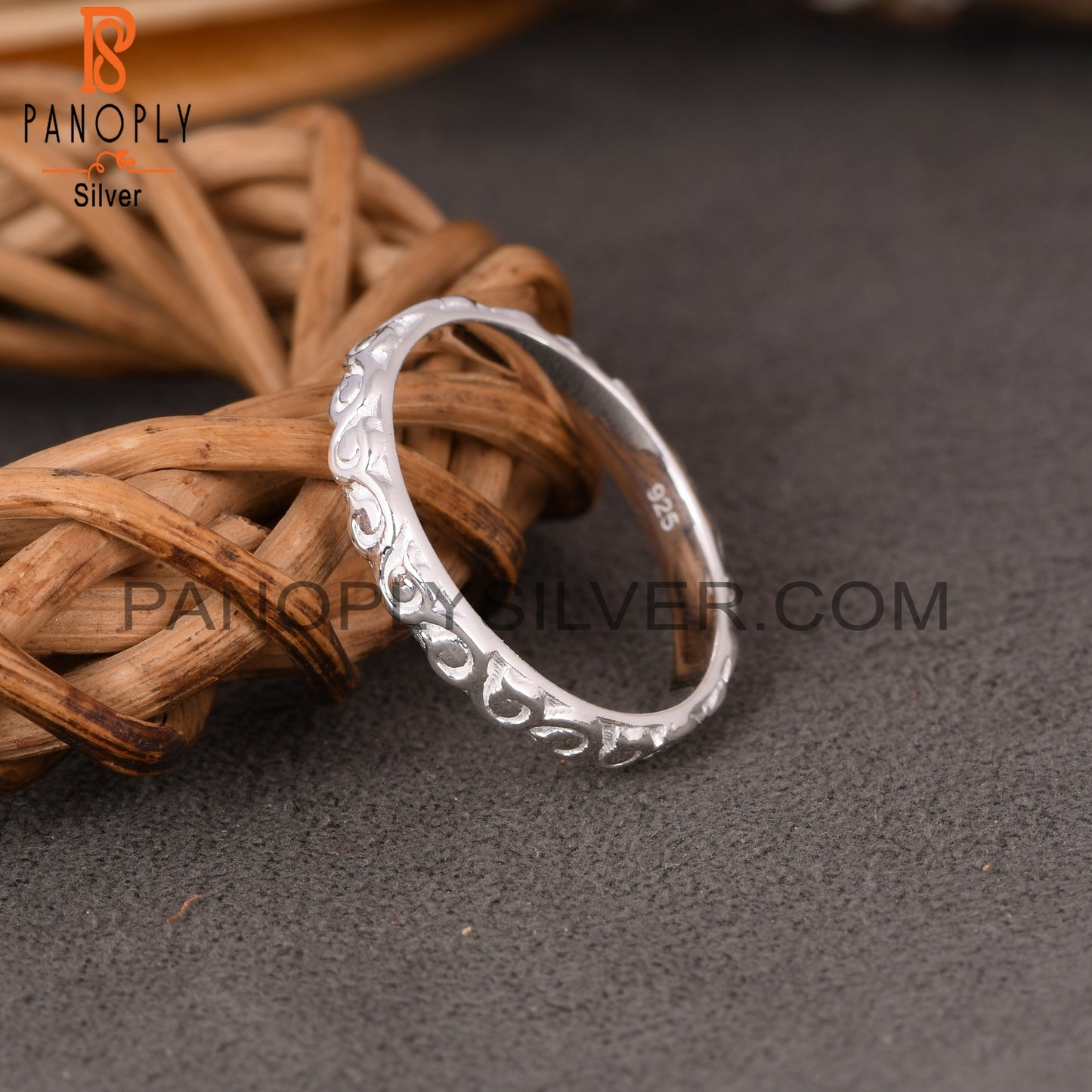 Branch Band Spinner 925 Sterling Silver Ring