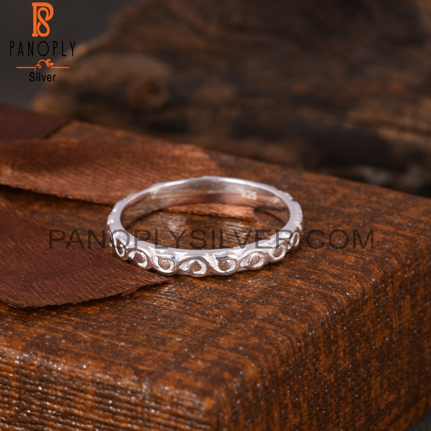 Branch Band Spinner 925 Sterling Silver Ring