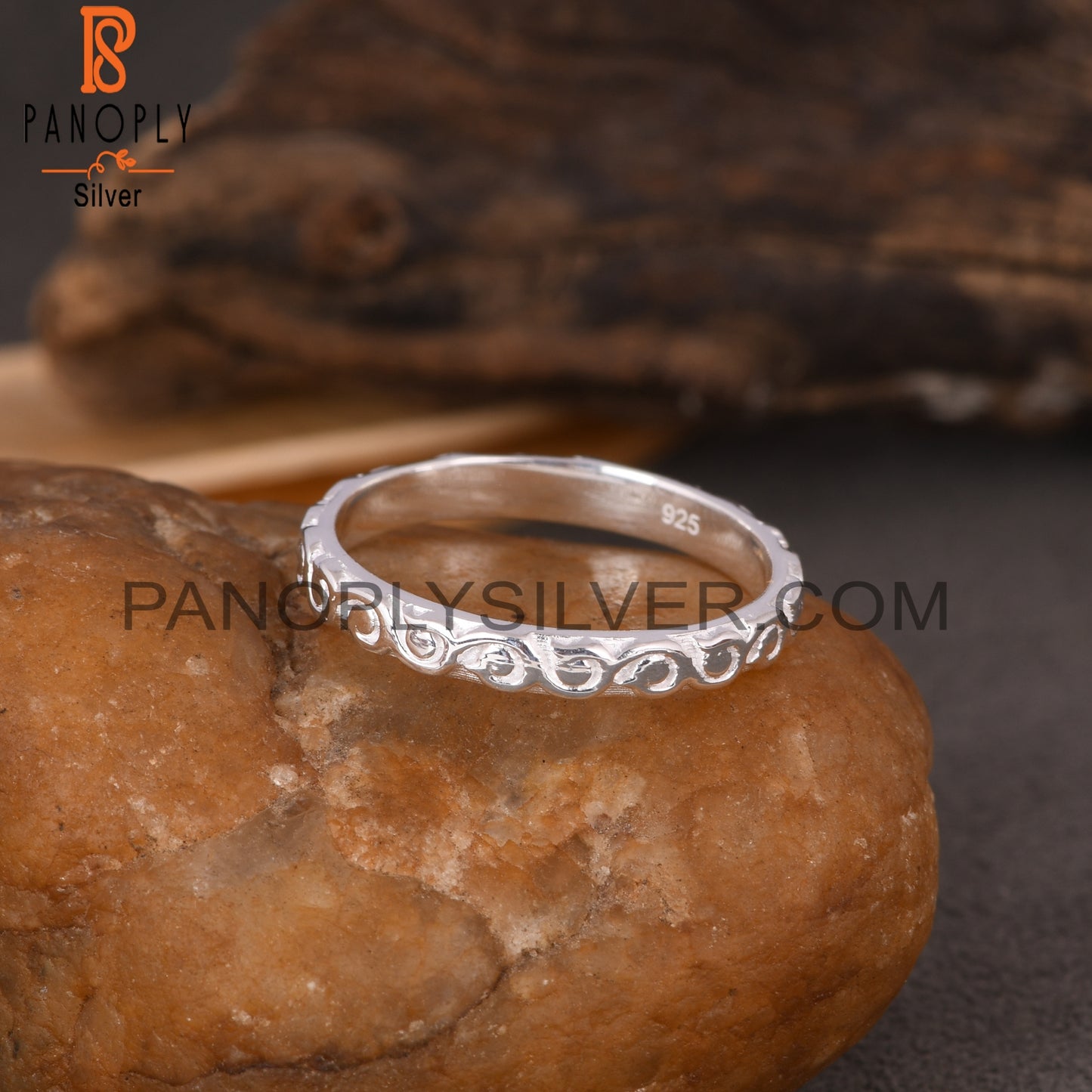 Branch Band Spinner 925 Sterling Silver Ring