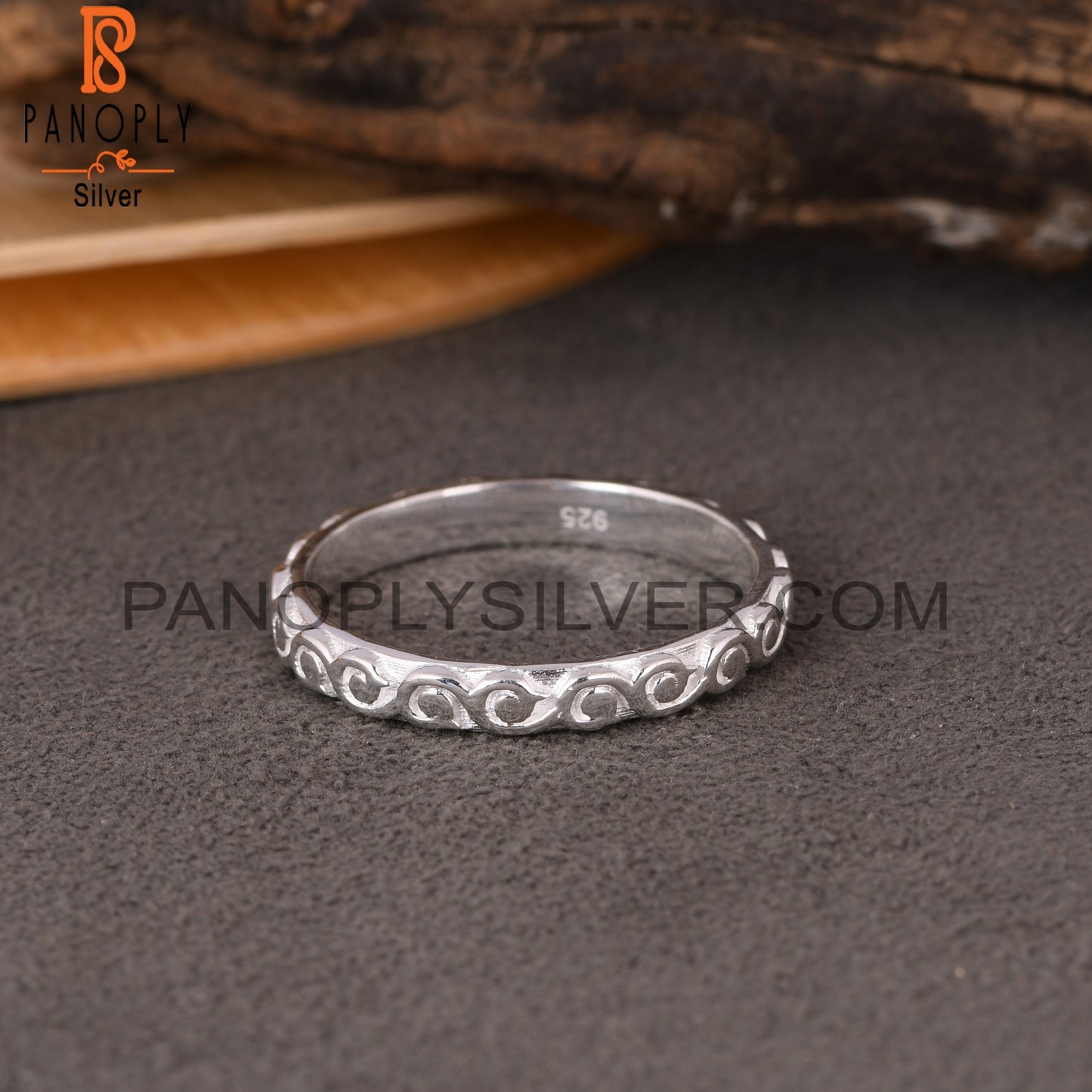 Branch Band Spinner 925 Sterling Silver Ring