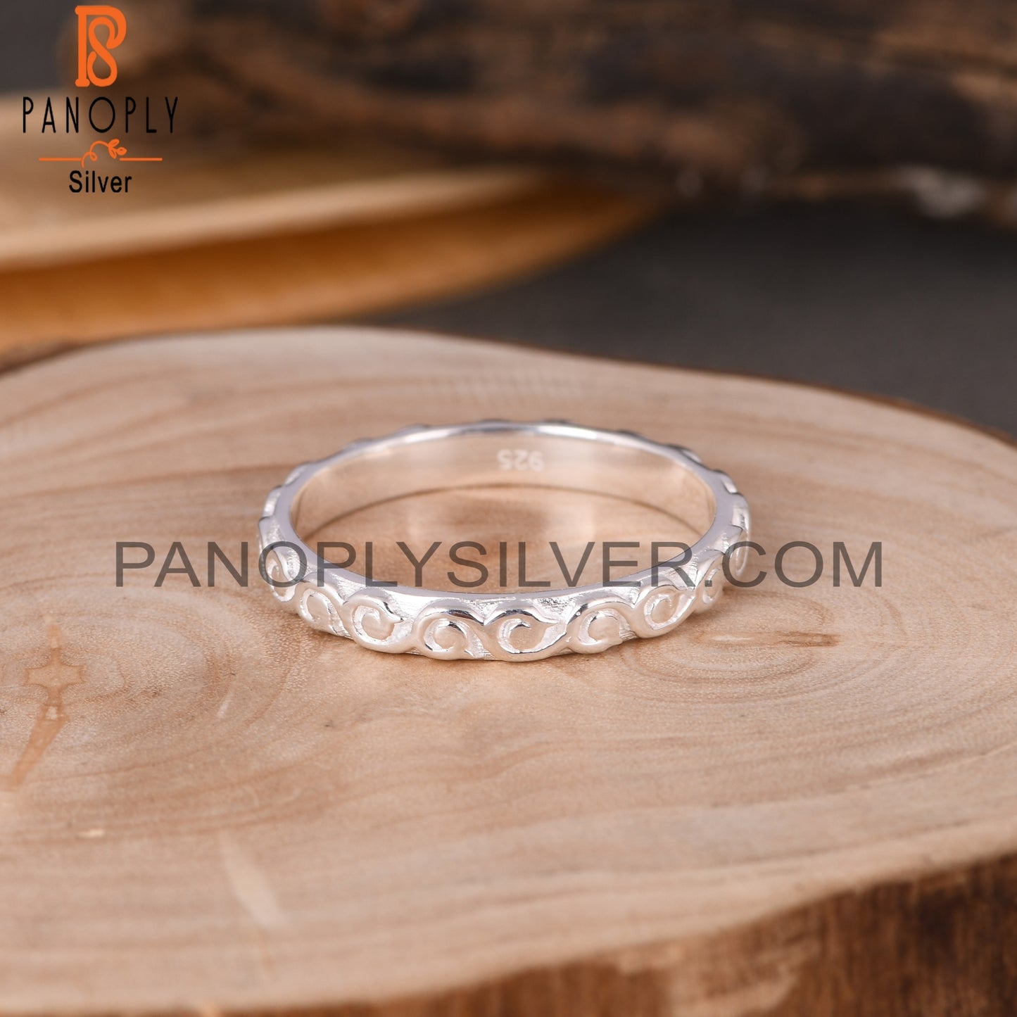 Branch Band Spinner 925 Sterling Silver Ring