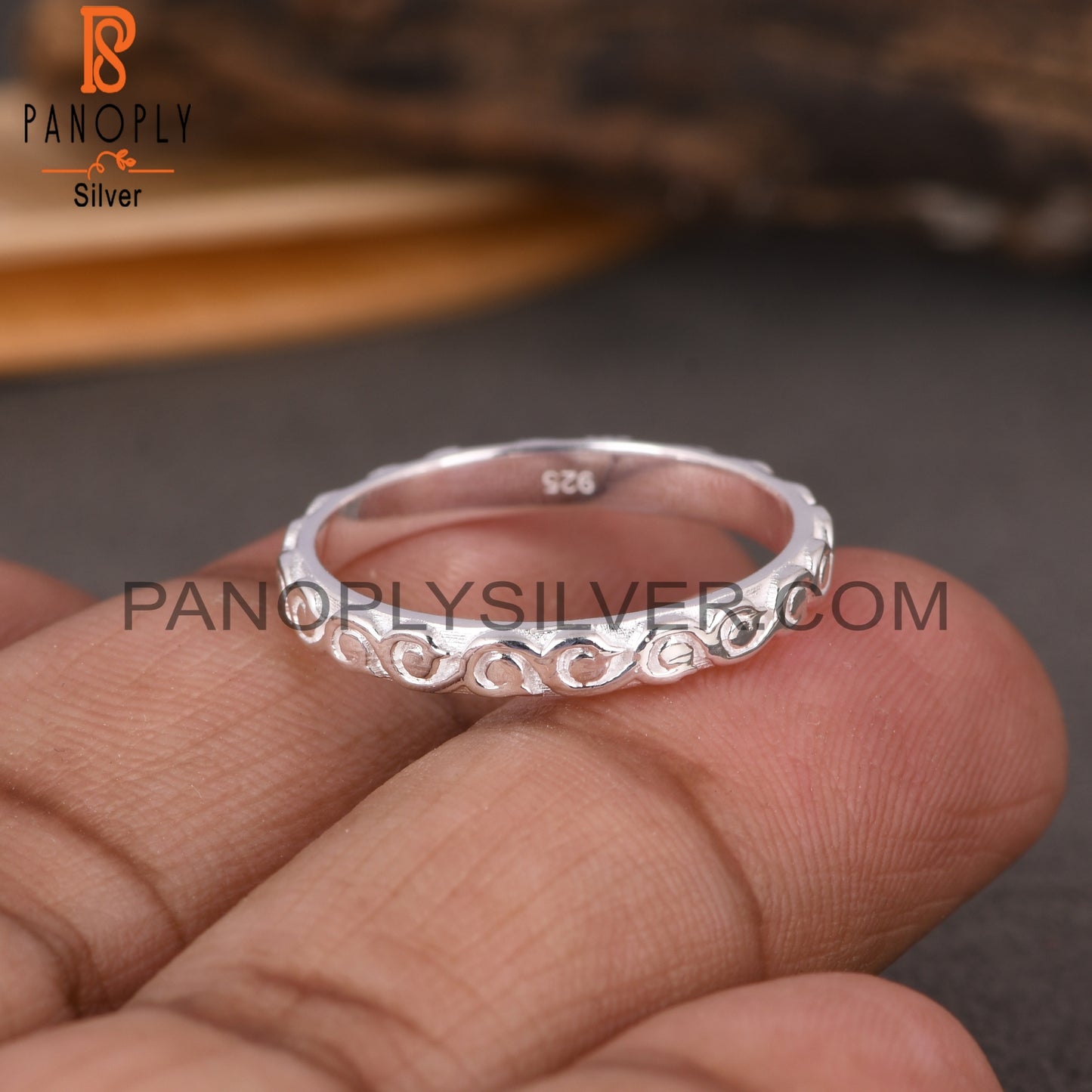 Branch Band Spinner 925 Sterling Silver Ring