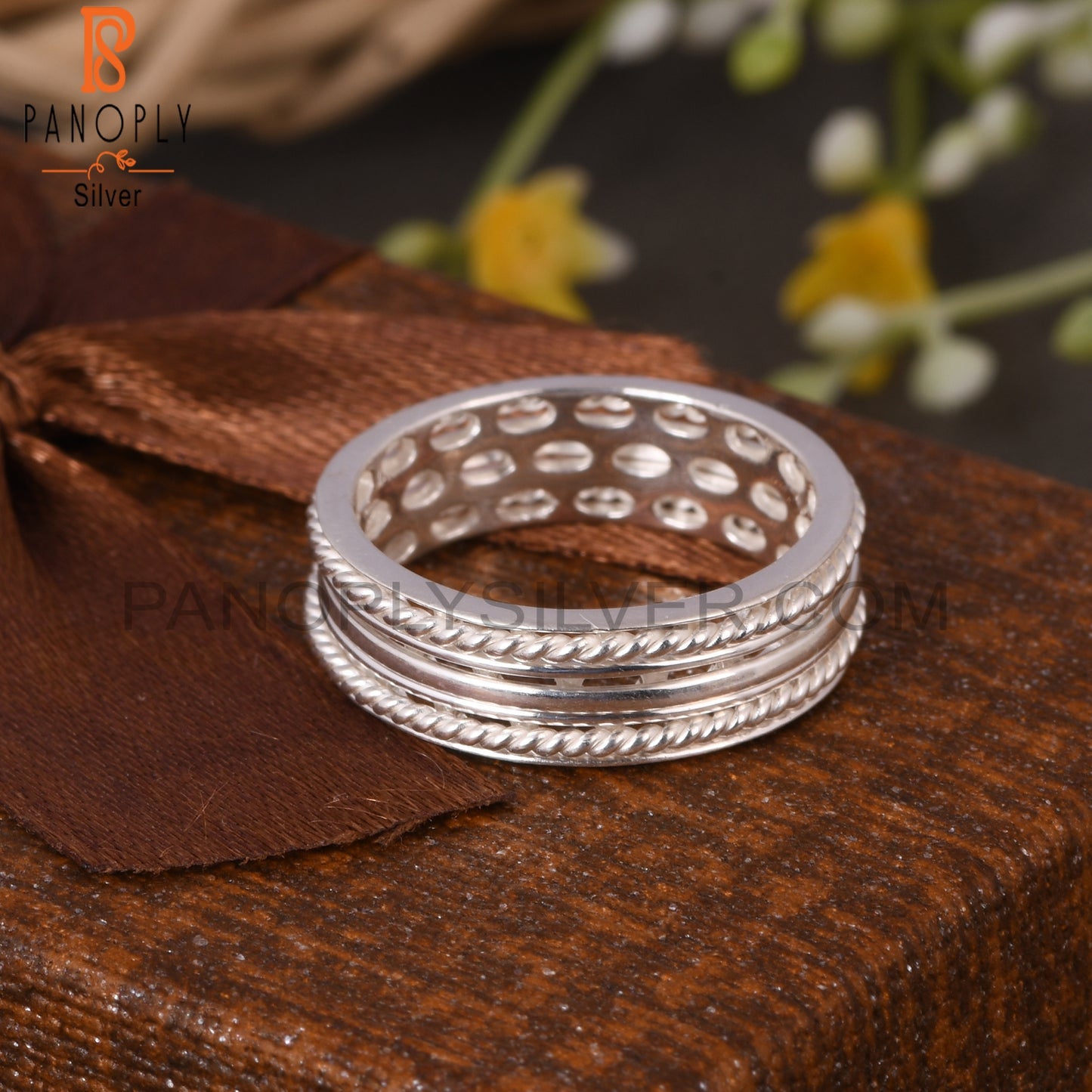Two Band Twist Spinner Sterling Silver 925 Stamp Ring