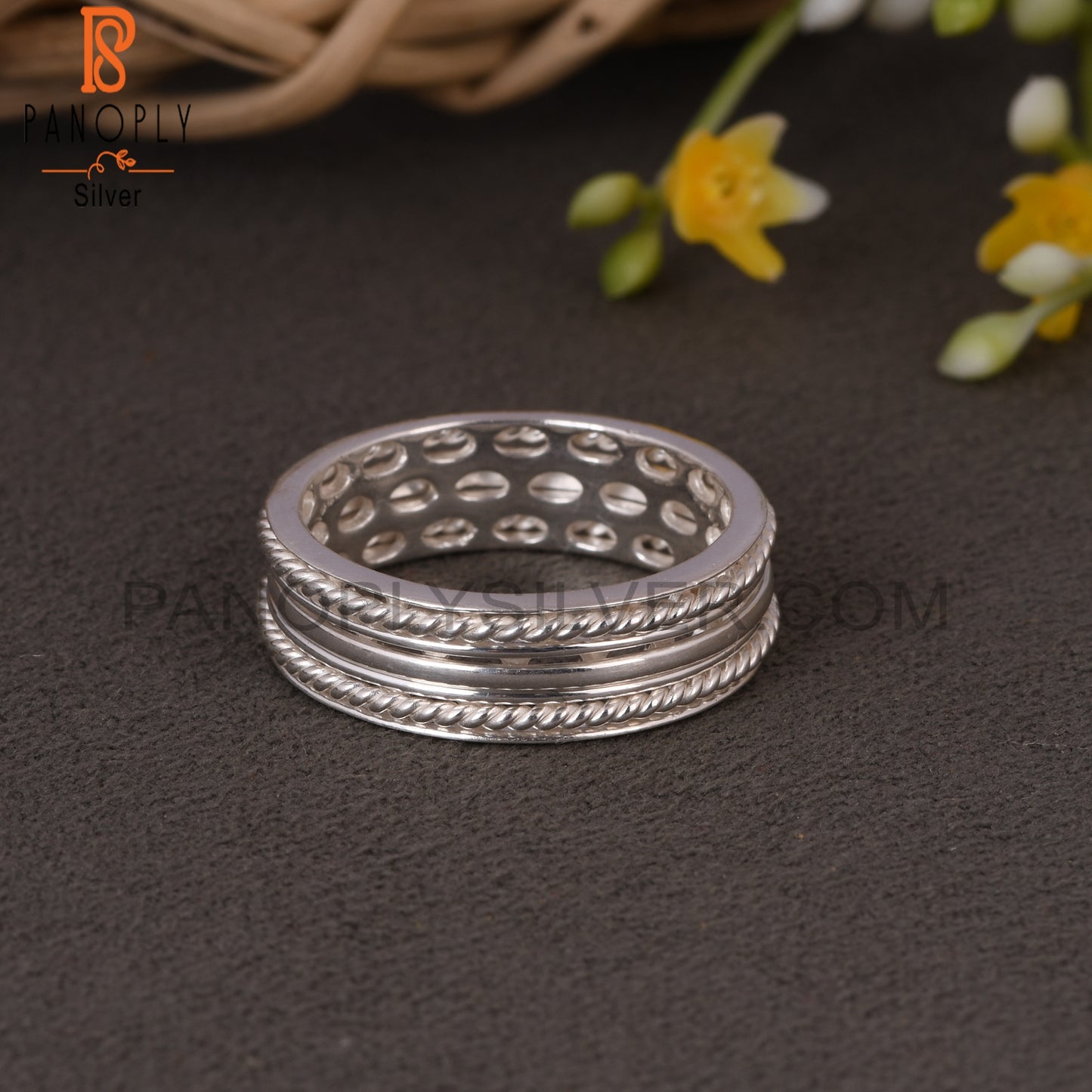 Two Band Twist Spinner Sterling Silver 925 Stamp Ring