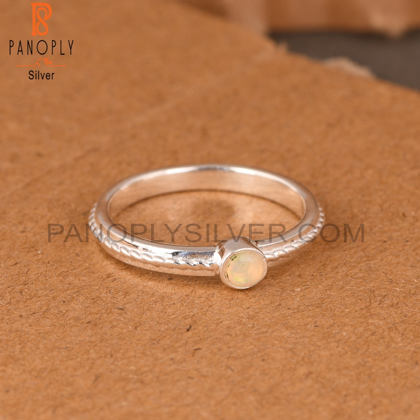 Ethiopian Opal Twist Band 925 Sterling Silver Ring