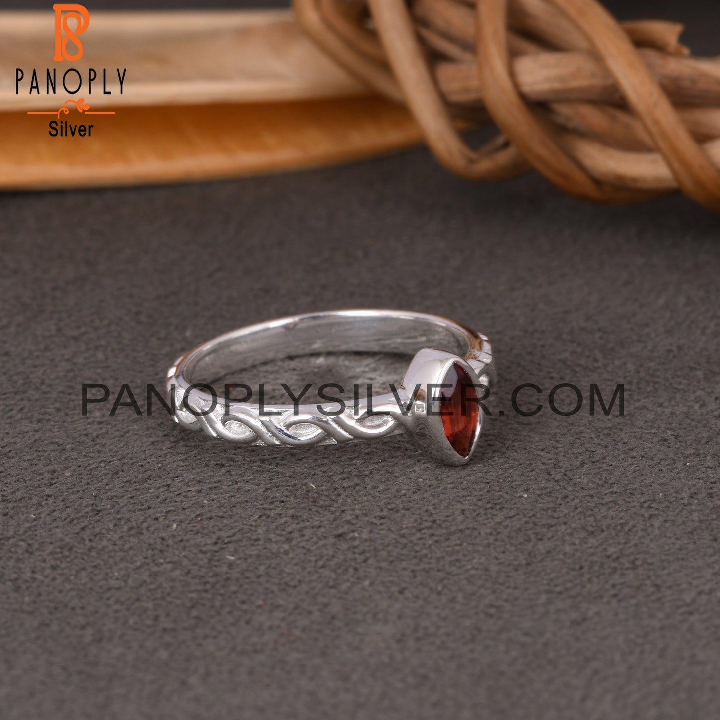 Garnet Marquise Shape 925 Sterling Silver Ring