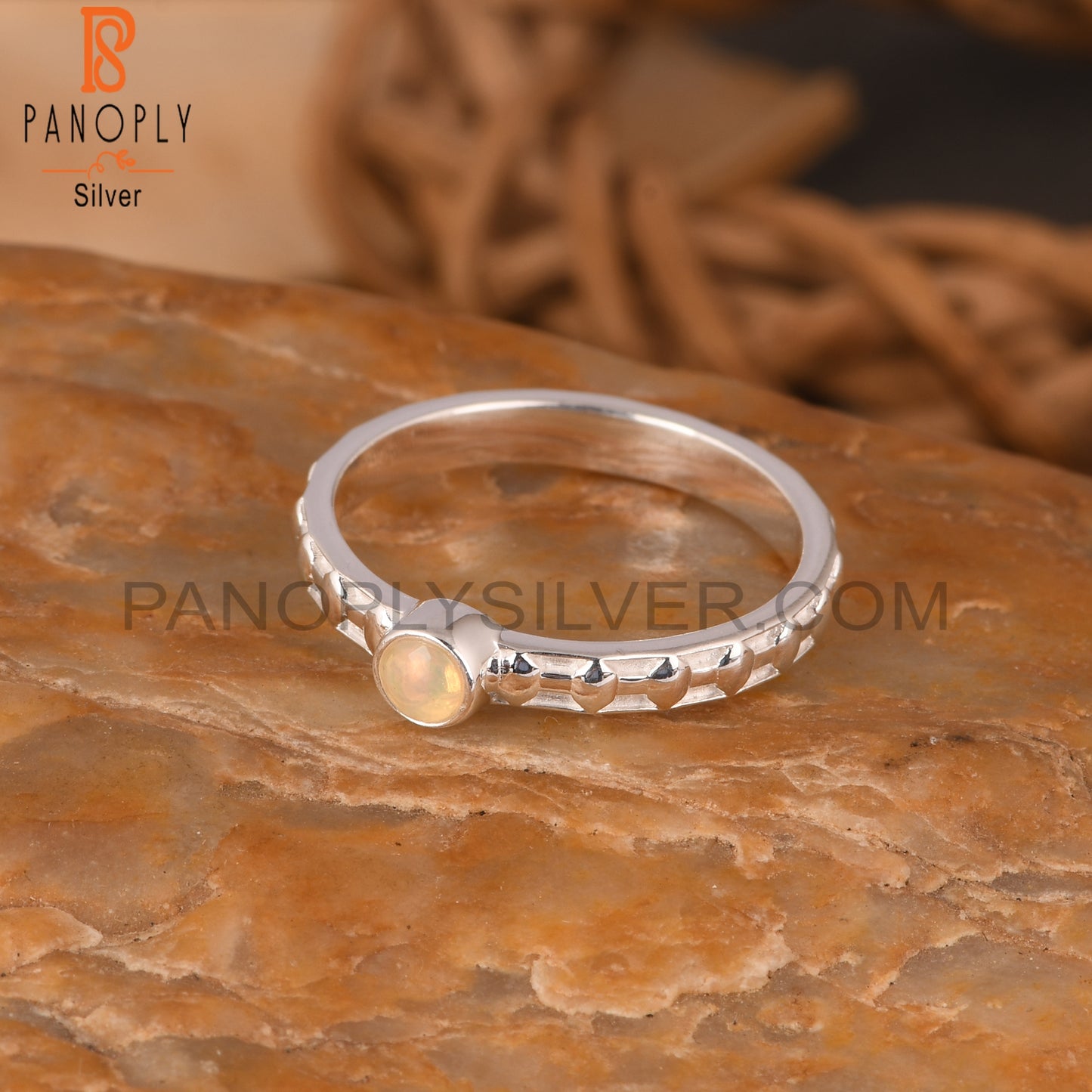 Ethiopian Opal Round 925 Silver Ring