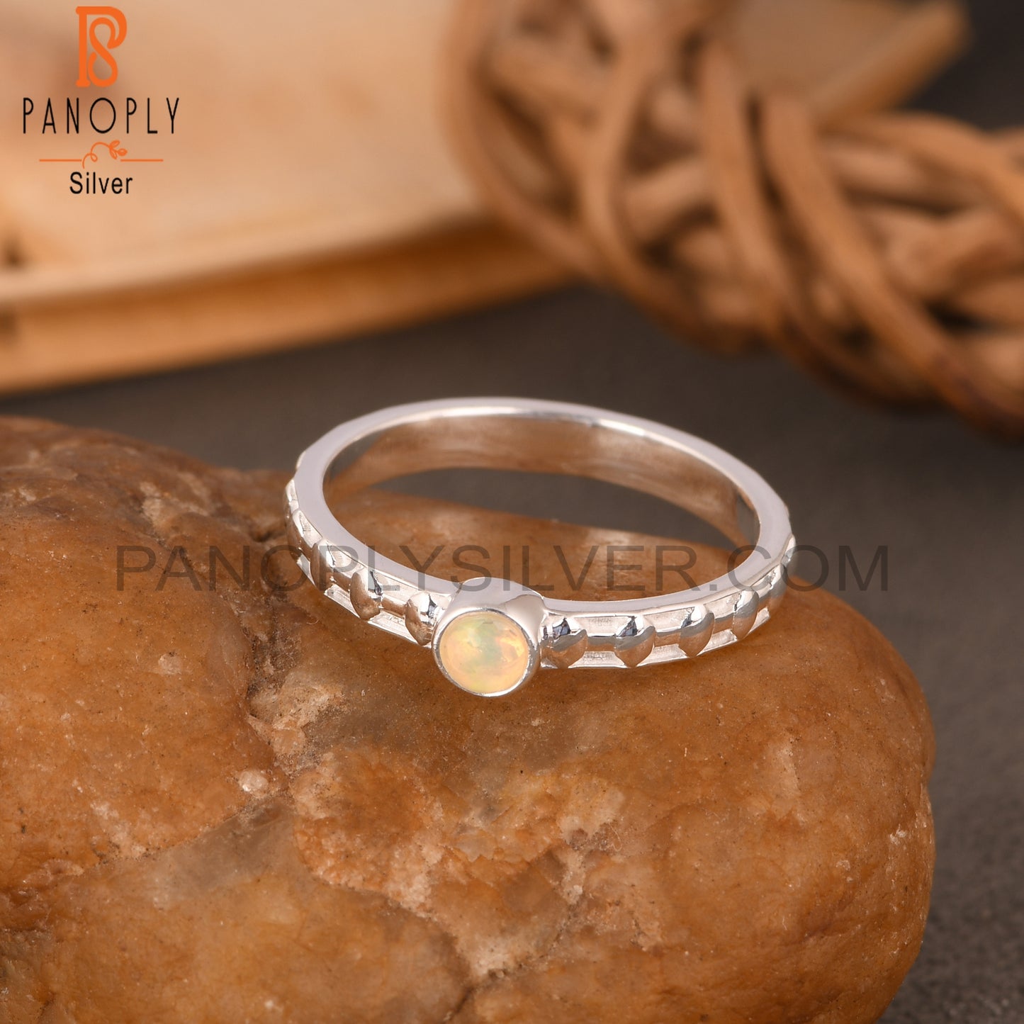 Ethiopian Opal Round 925 Silver Ring