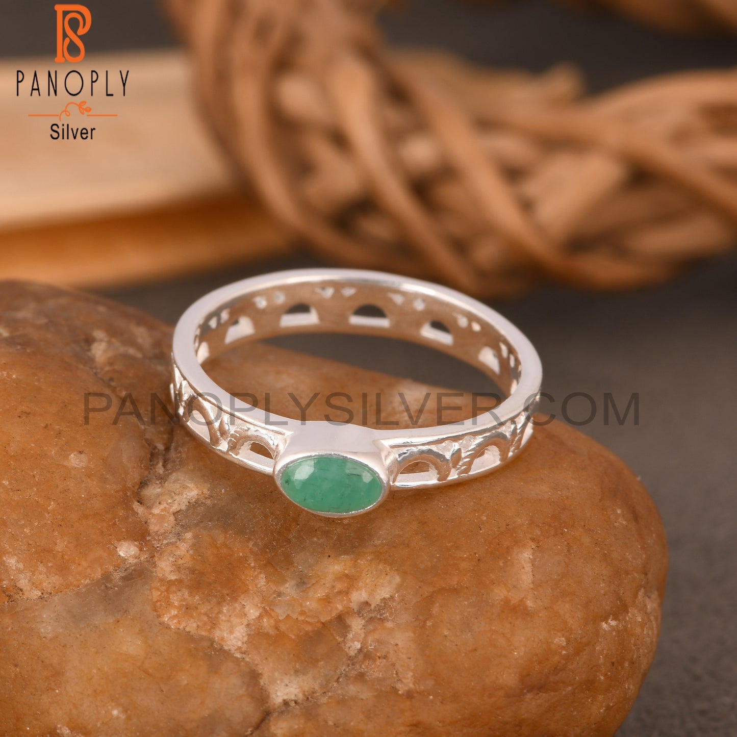 Emerald Oval 925 Sterling Silver Ring