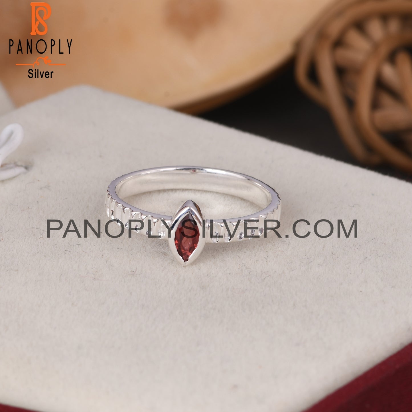 Garnet Marquise 925 Sterling Silver Ring