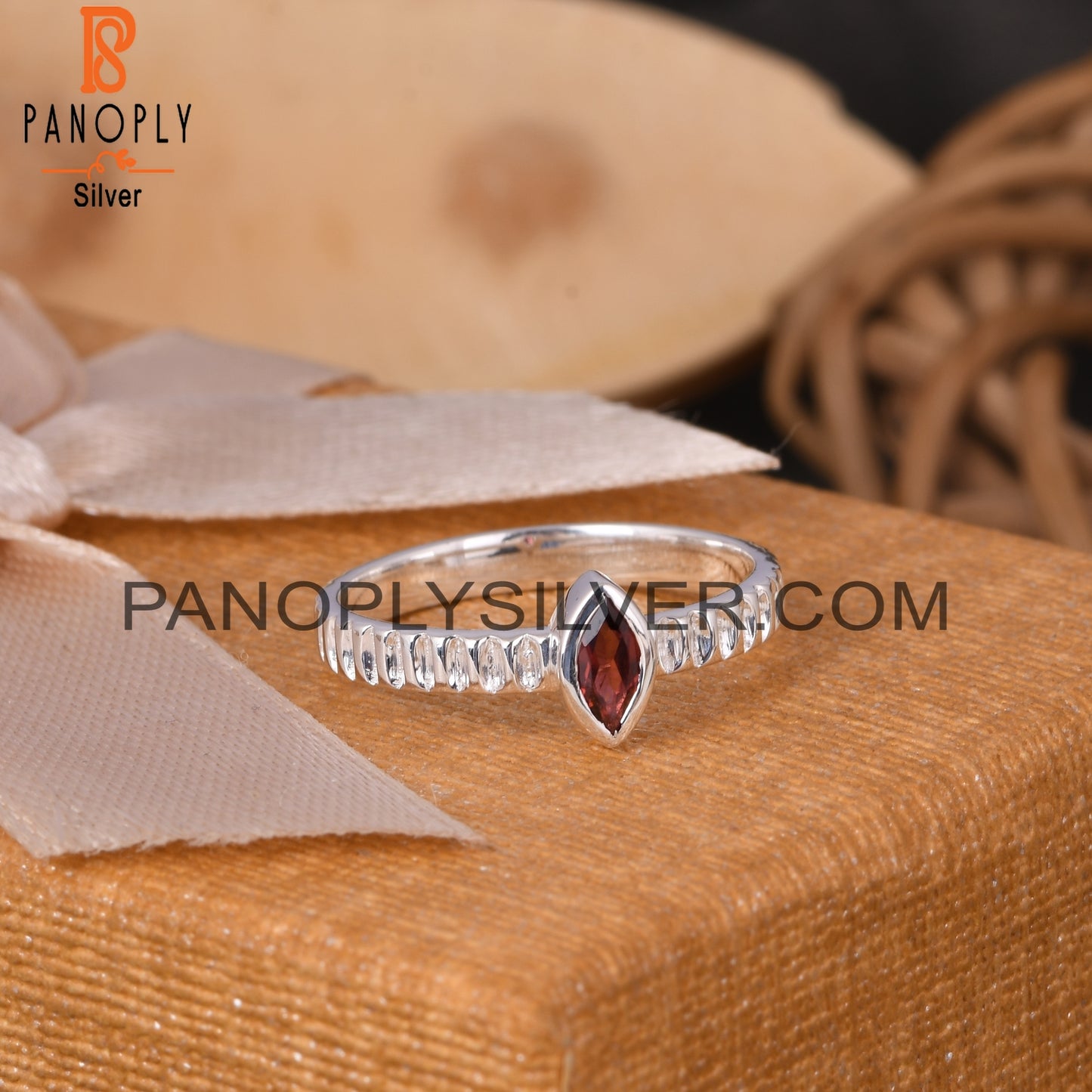 Garnet Marquise 925 Sterling Silver Ring