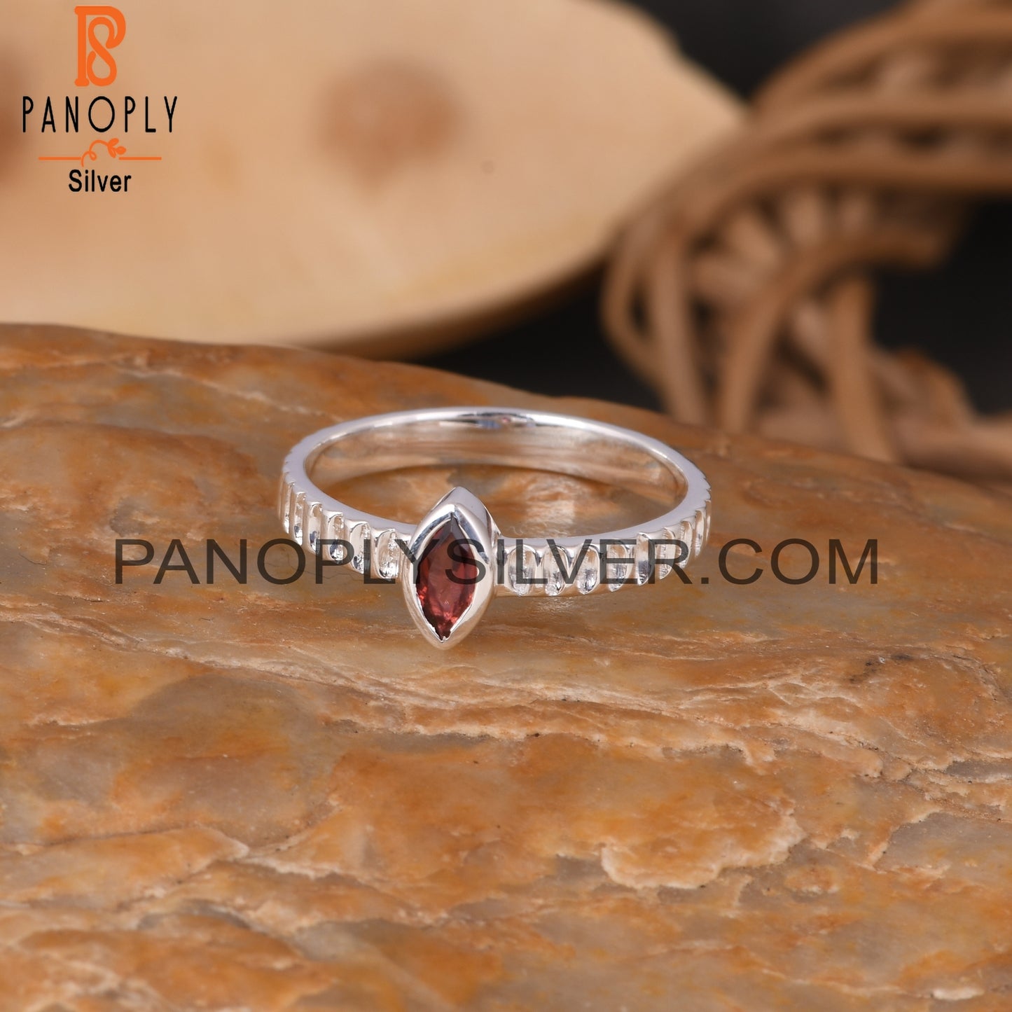 Garnet Marquise 925 Sterling Silver Ring
