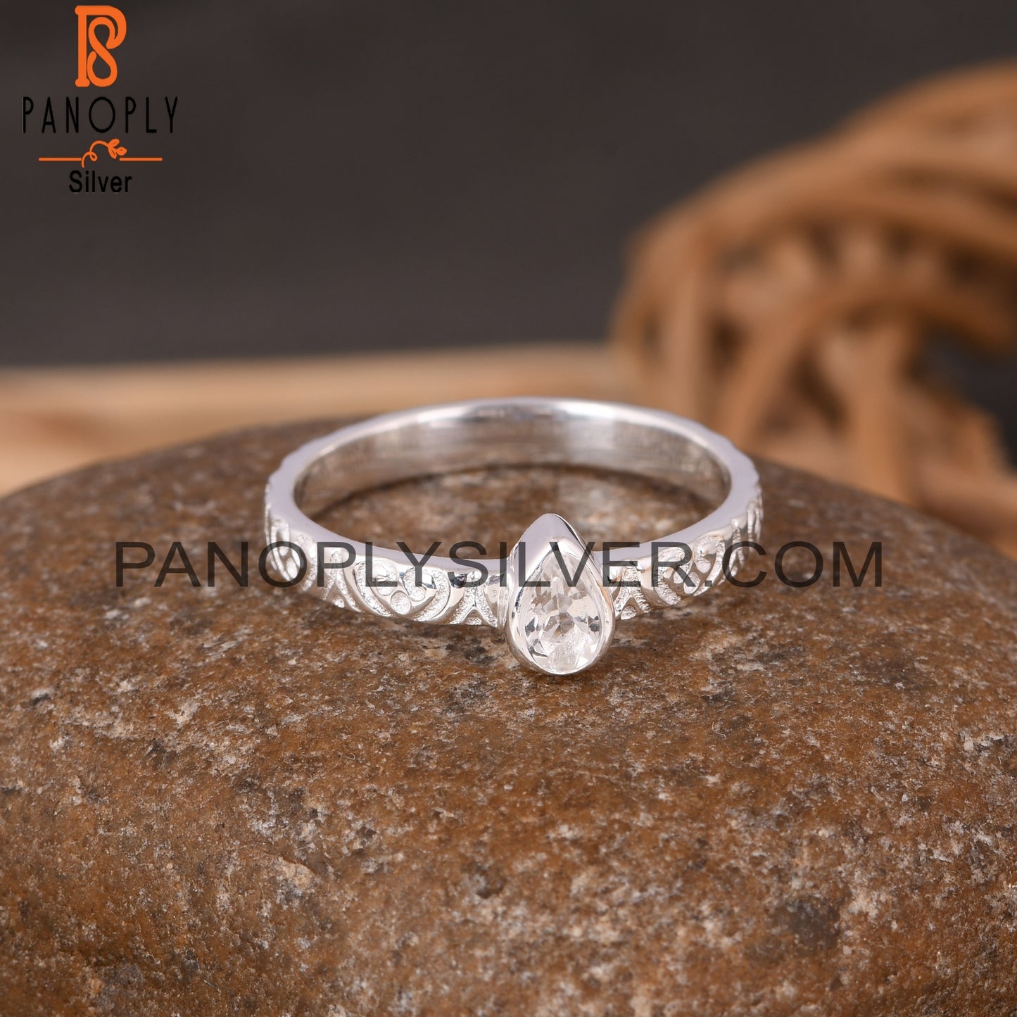 Crystal Quartz Pear 925 Sterling Silver Ring