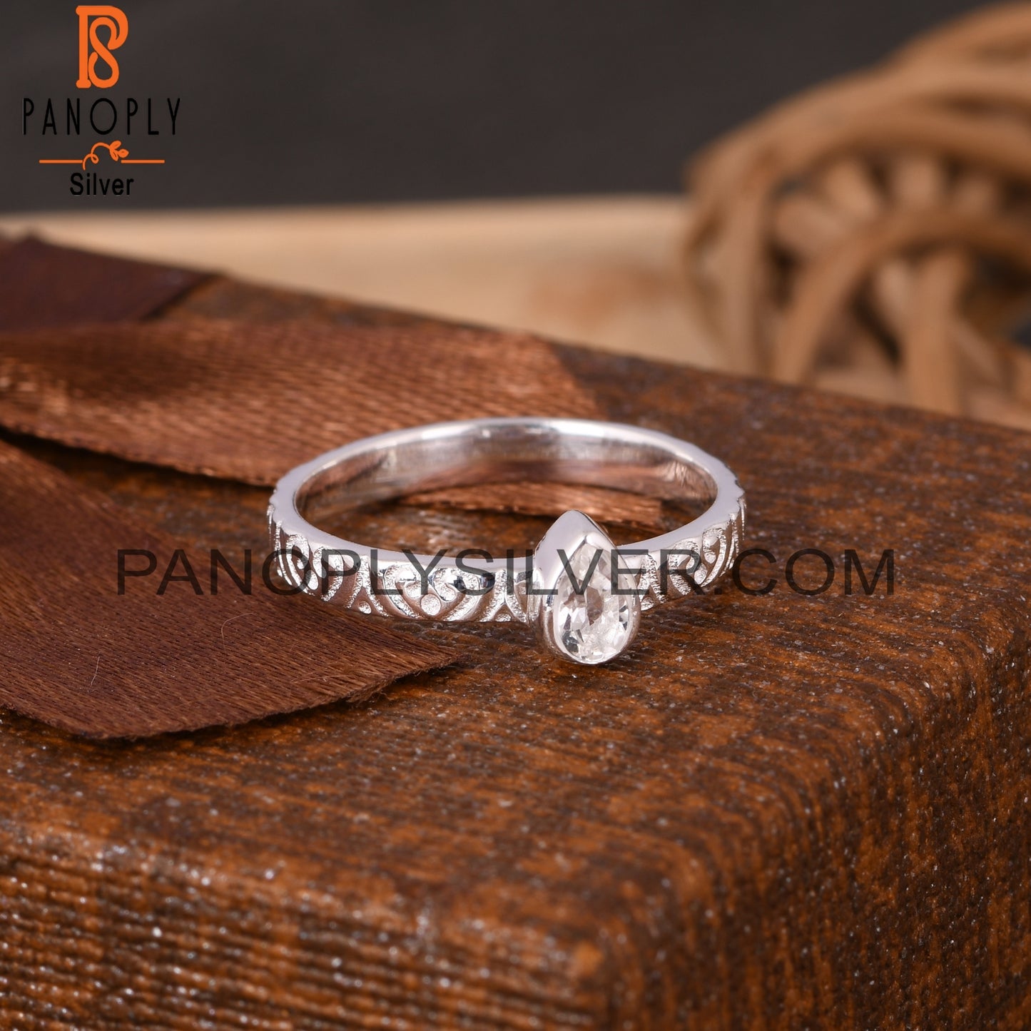 Crystal Quartz Pear 925 Sterling Silver Ring