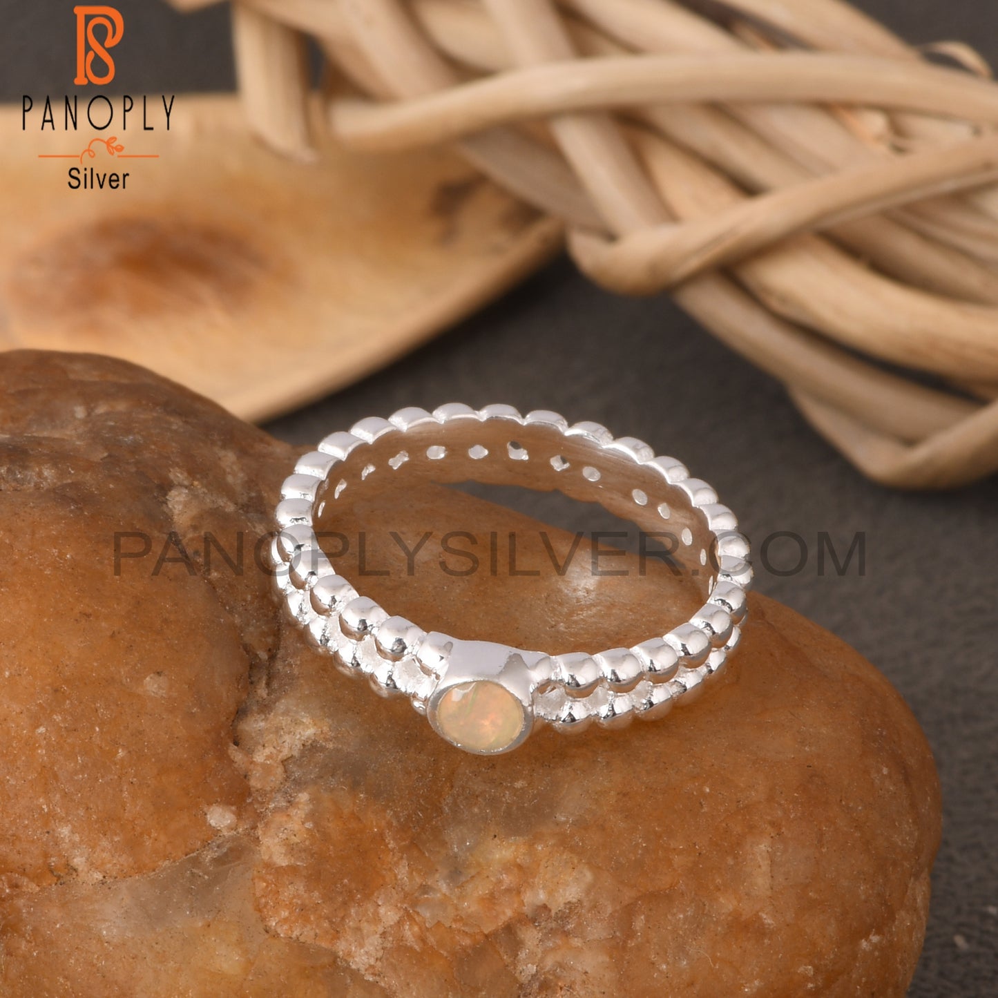 Ethiopian Opal Round Shape 925 Sterling Silver Ring