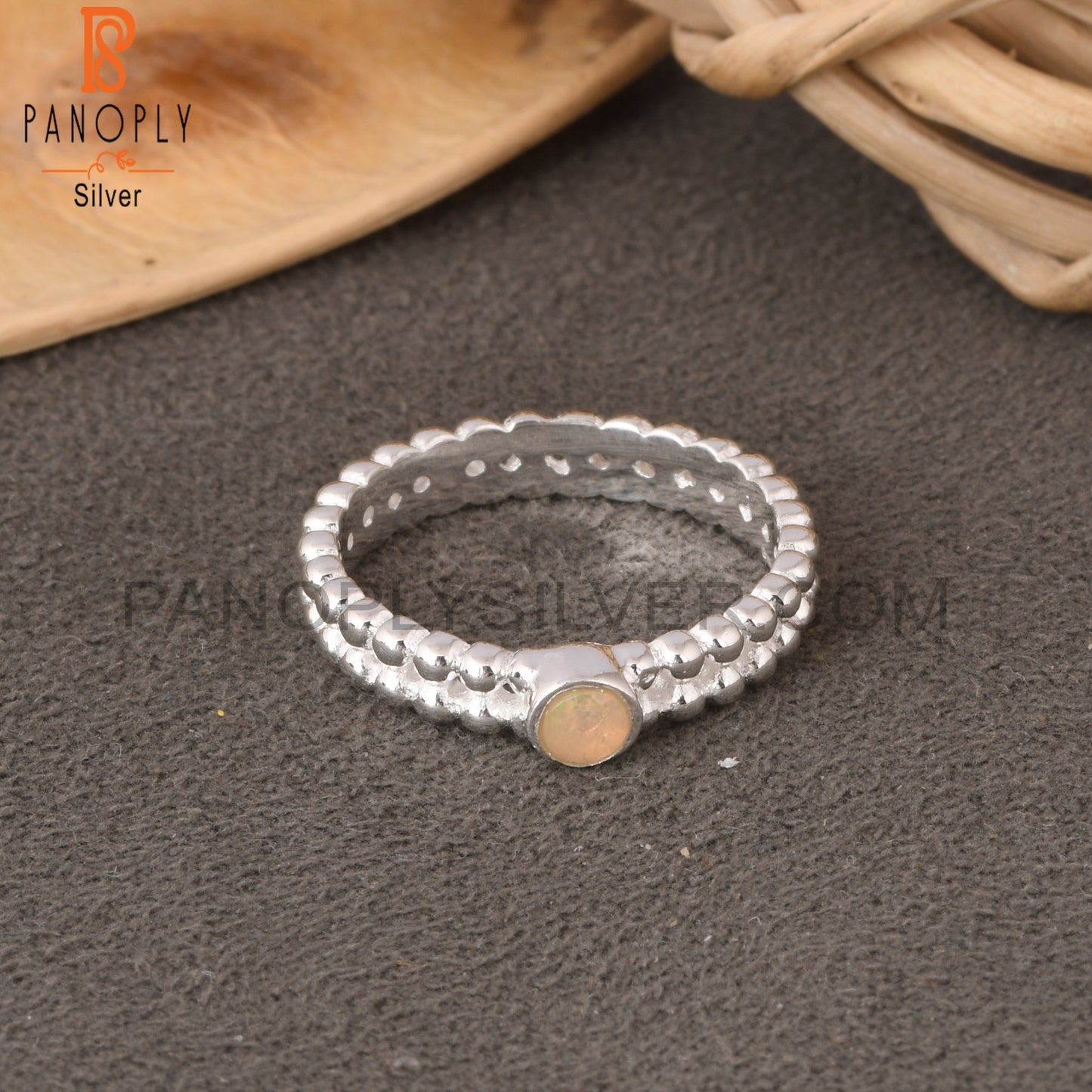 Ethiopian Opal Round Shape 925 Sterling Silver Ring