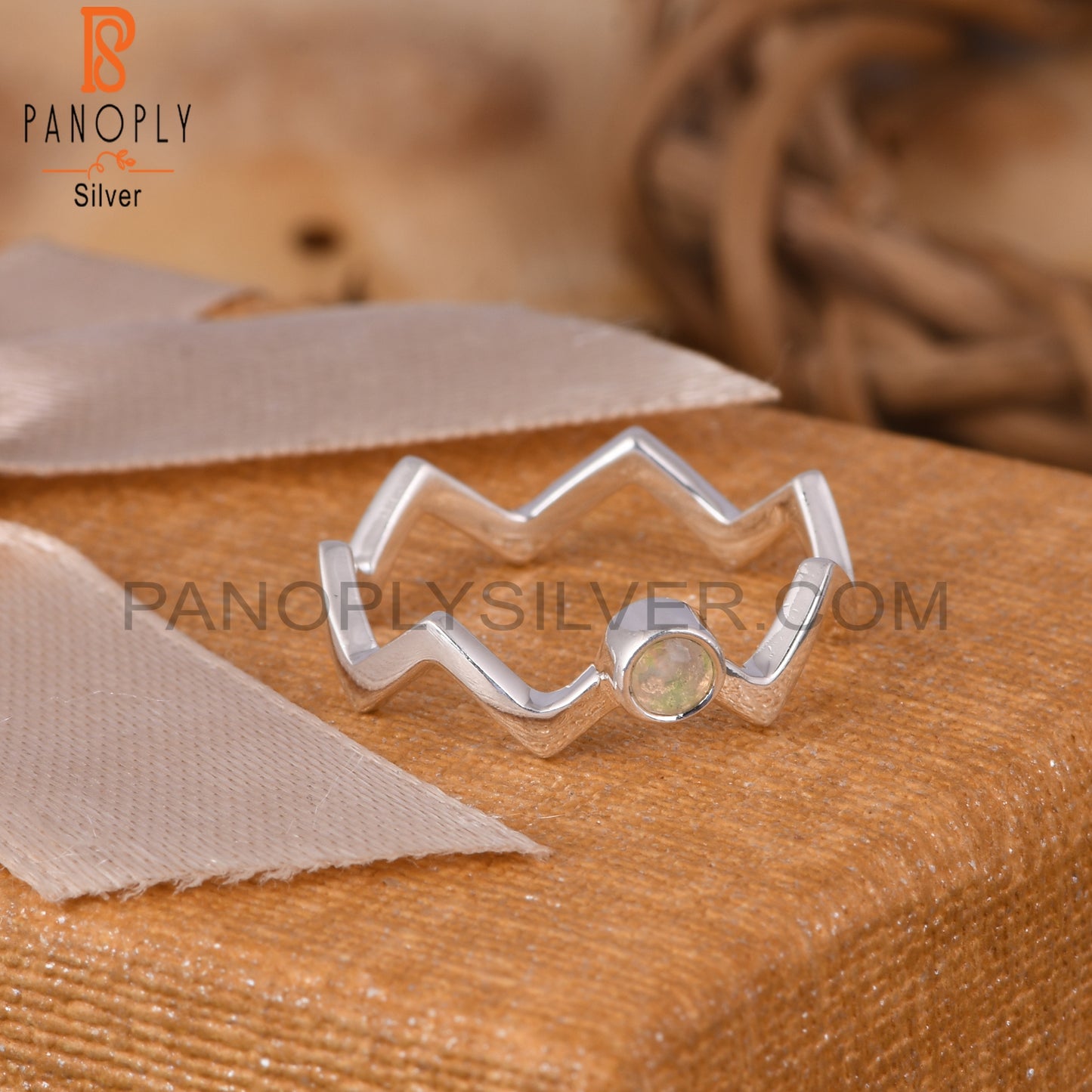 Ethiopian Opal Zig Zag Shape 925 Sterling Silver Ring