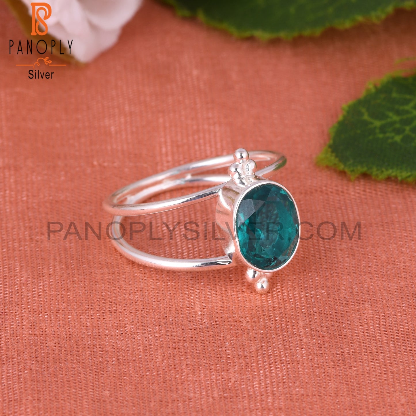Doublet Santamaria Aquamarine Quartz 925 Silver Ring
