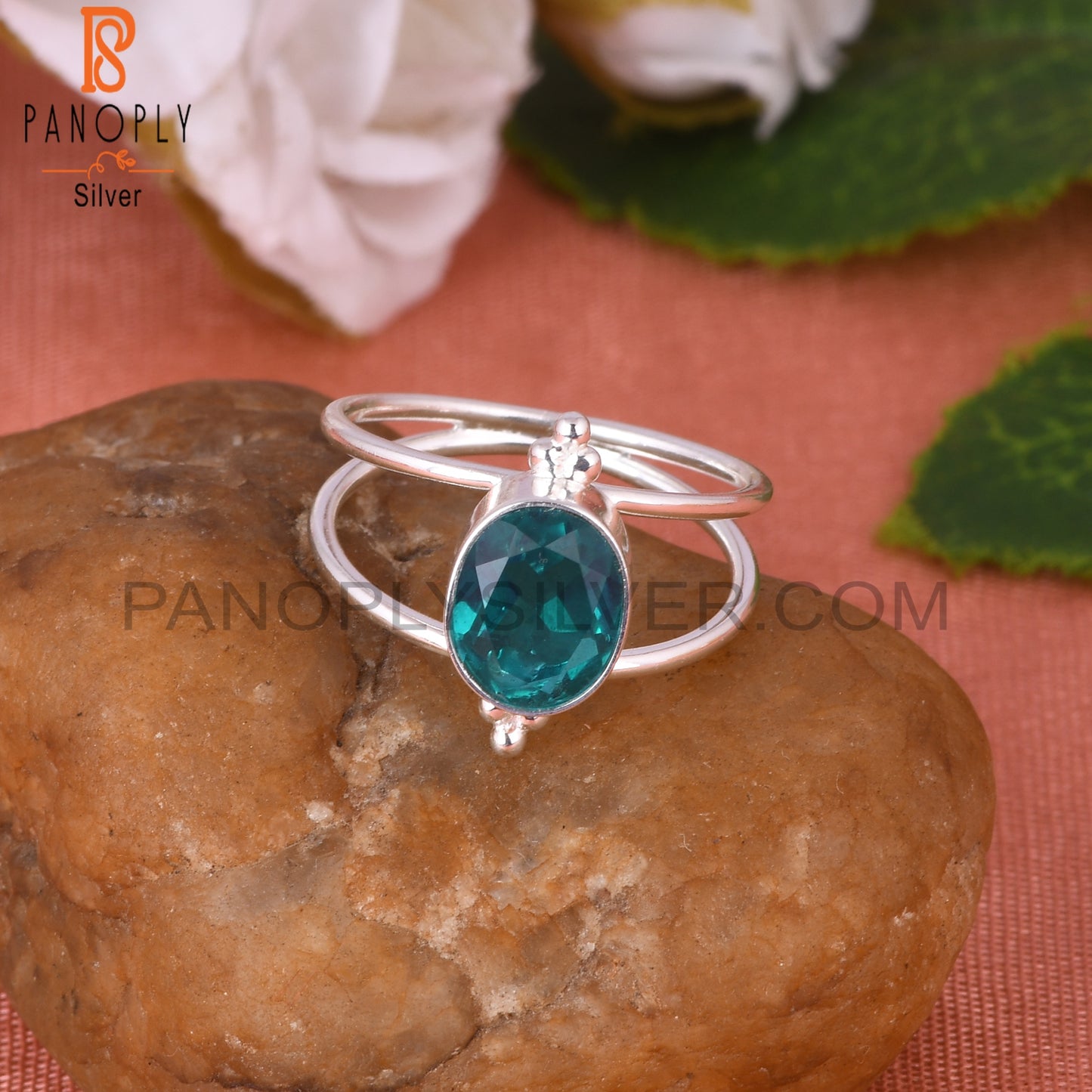 Doublet Santamaria Aquamarine Quartz 925 Silver Ring