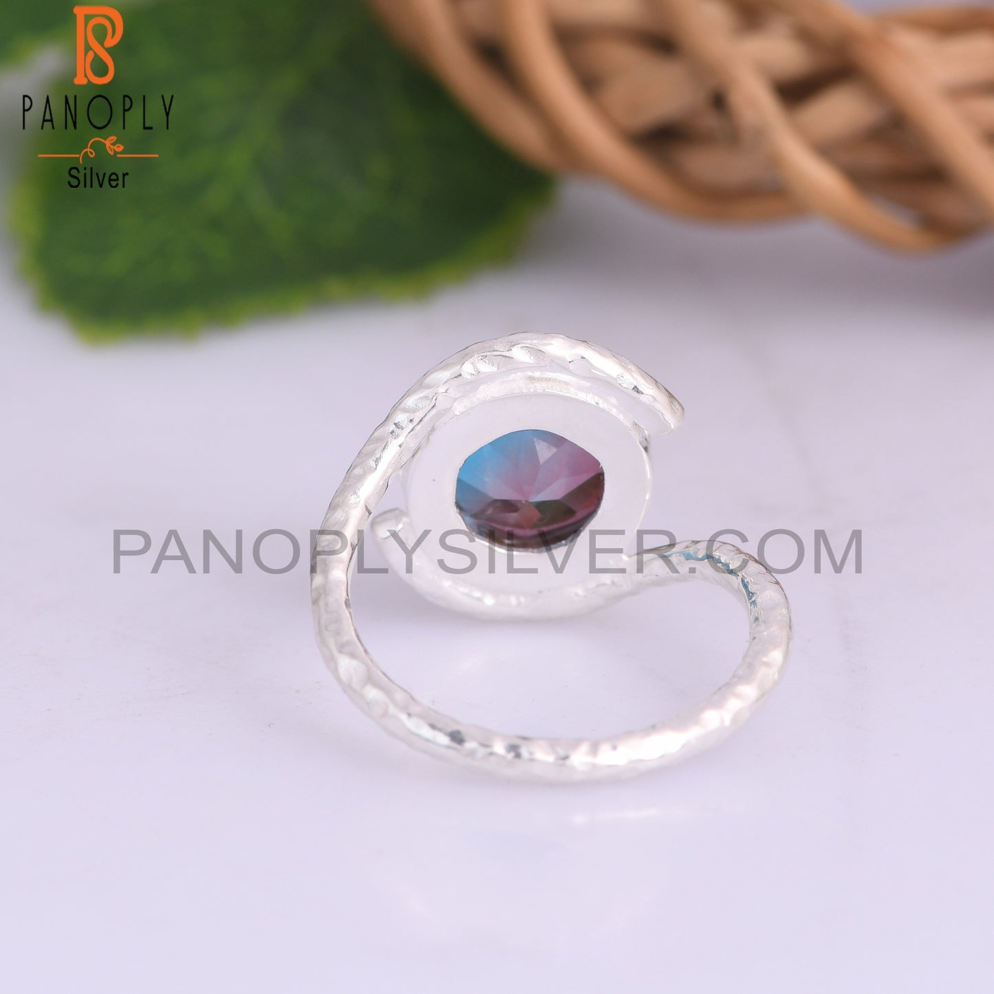 Bio Alexandrite Doublet Quartz Round 925 Sterling Silver Ring