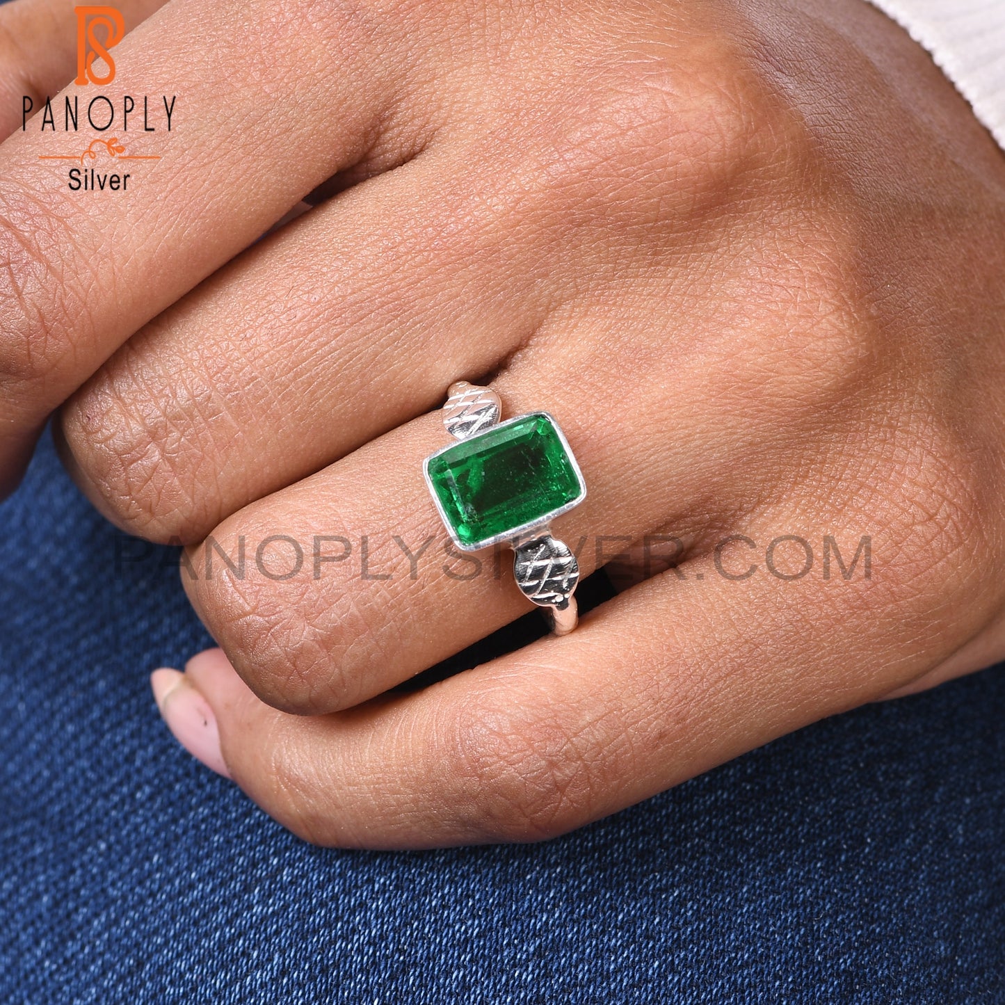 Doublet Zambian Emerald Quartz 925 Sterling Silver Ring